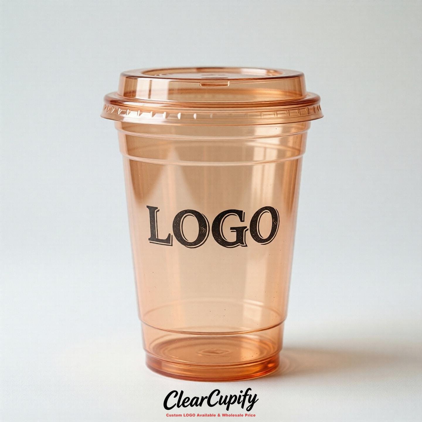 Apricot Clear Plastic Cups with Custom Logo 12oz / 16oz / 20oz / 24oz / 32oz