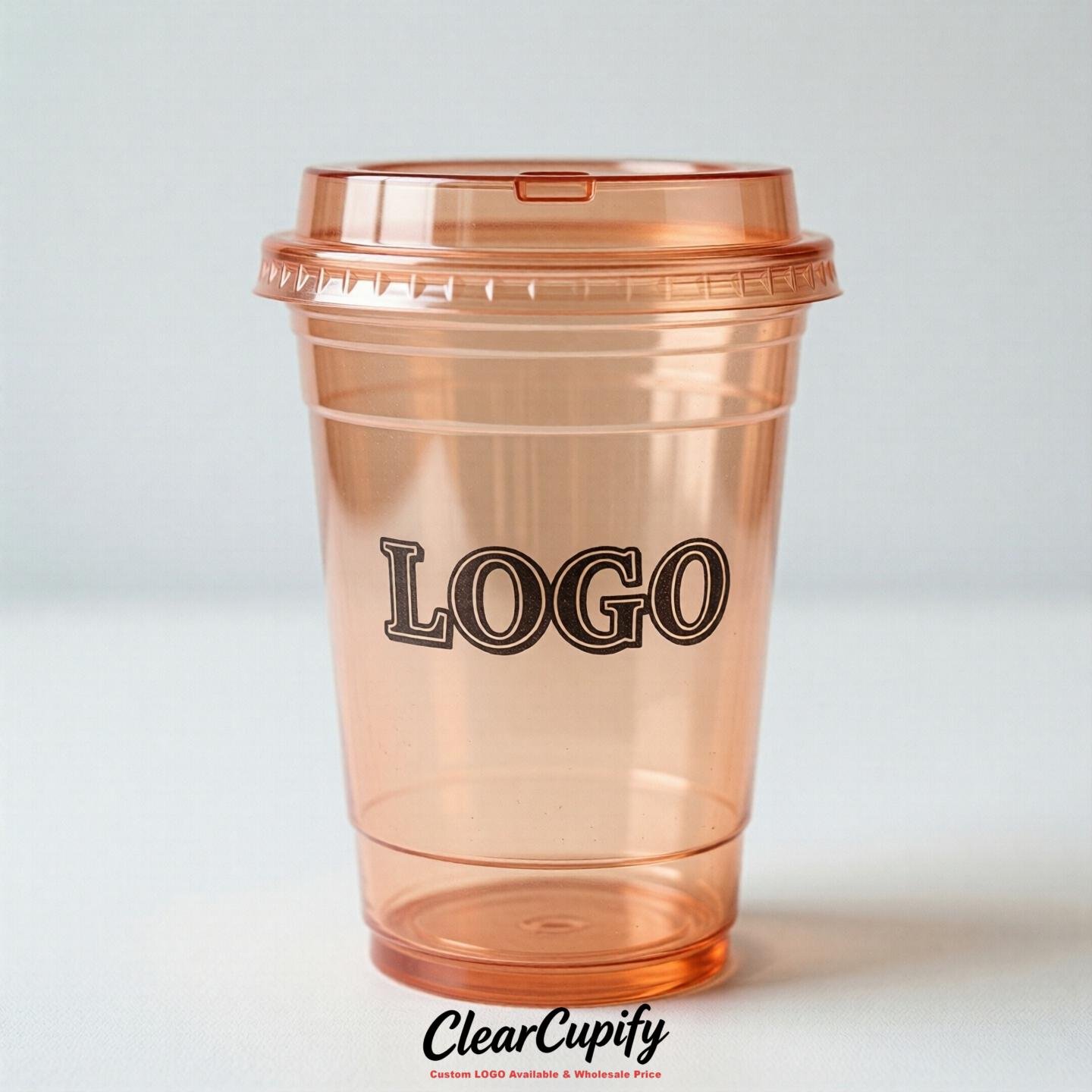 Apricot Clear Plastic Cups with Custom Logo 12oz / 16oz / 20oz / 24oz / 32oz