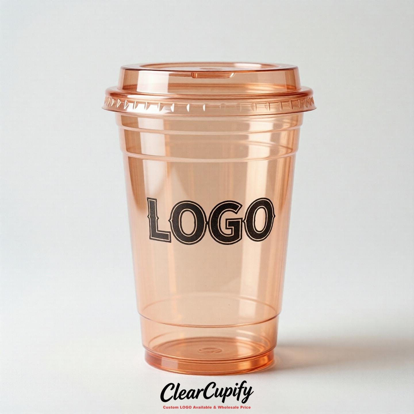 Apricot Clear Plastic Cups with Custom Logo 12oz / 16oz / 20oz / 24oz / 32oz