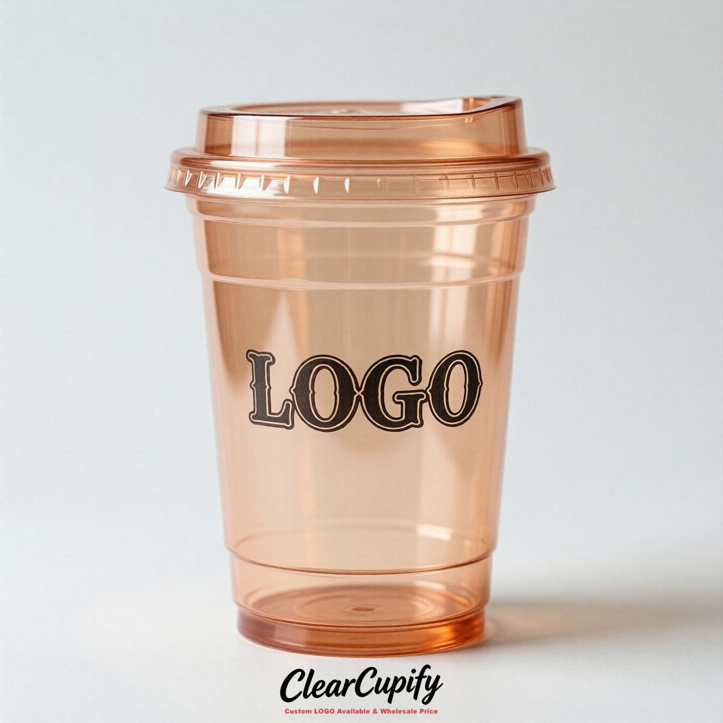 Apricot Clear Plastic Cups with Custom Logo 12oz / 16oz / 20oz / 24oz / 32oz