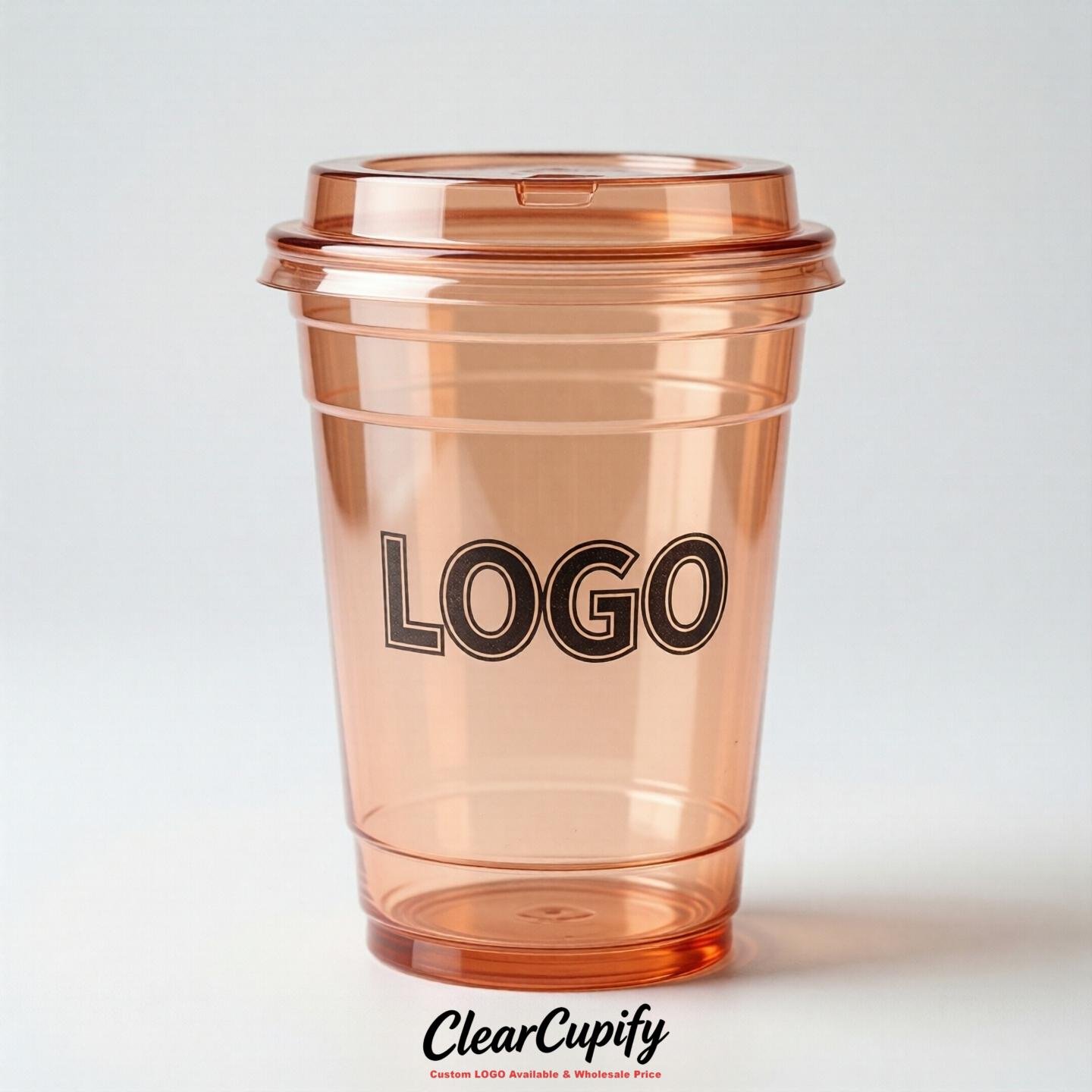 Apricot Clear Plastic Cups with Custom Logo 12oz / 16oz / 20oz / 24oz / 32oz