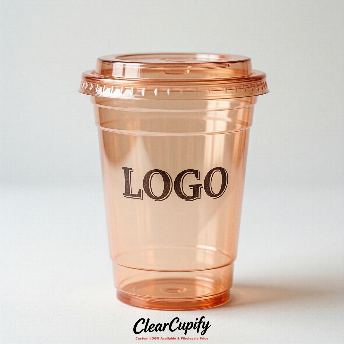 Apricot Clear Plastic Cups with Custom Logo 12oz / 16oz / 20oz / 24oz / 32oz