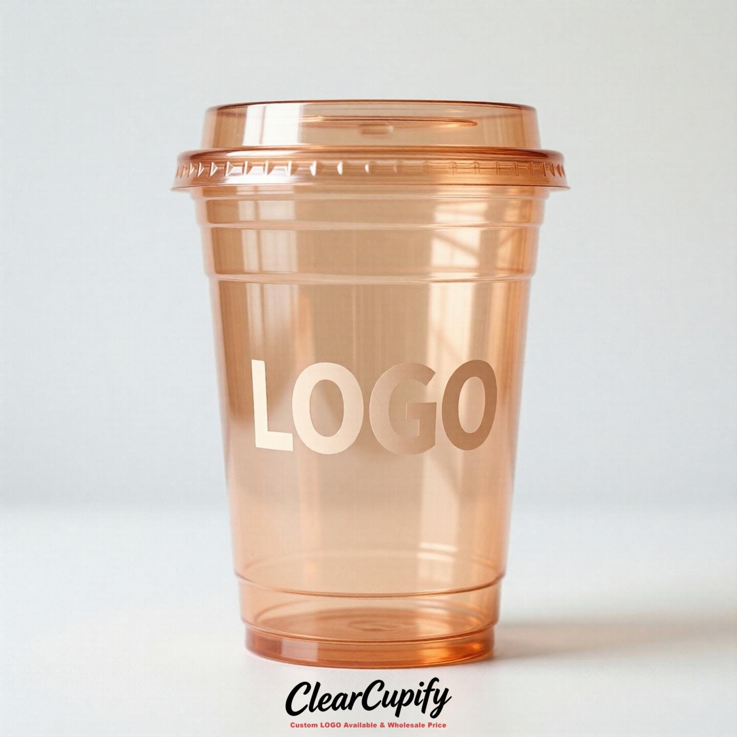 Apricot Clear Plastic Cups with Custom Logo 12oz / 16oz / 20oz / 24oz / 32oz
