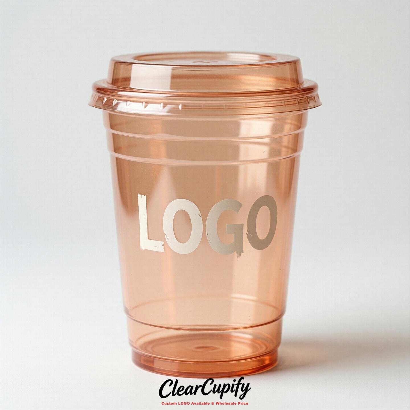 Apricot Clear Plastic Cups with Custom Logo 12oz / 16oz / 20oz / 24oz / 32oz