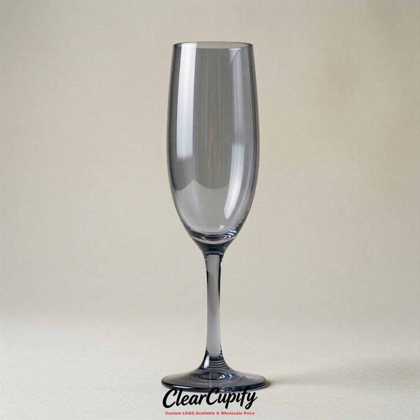 Aurora Gray Clear Champagne Flutes - Wholesale 5oz/6oz/7oz Acrylic Champagne Glasses