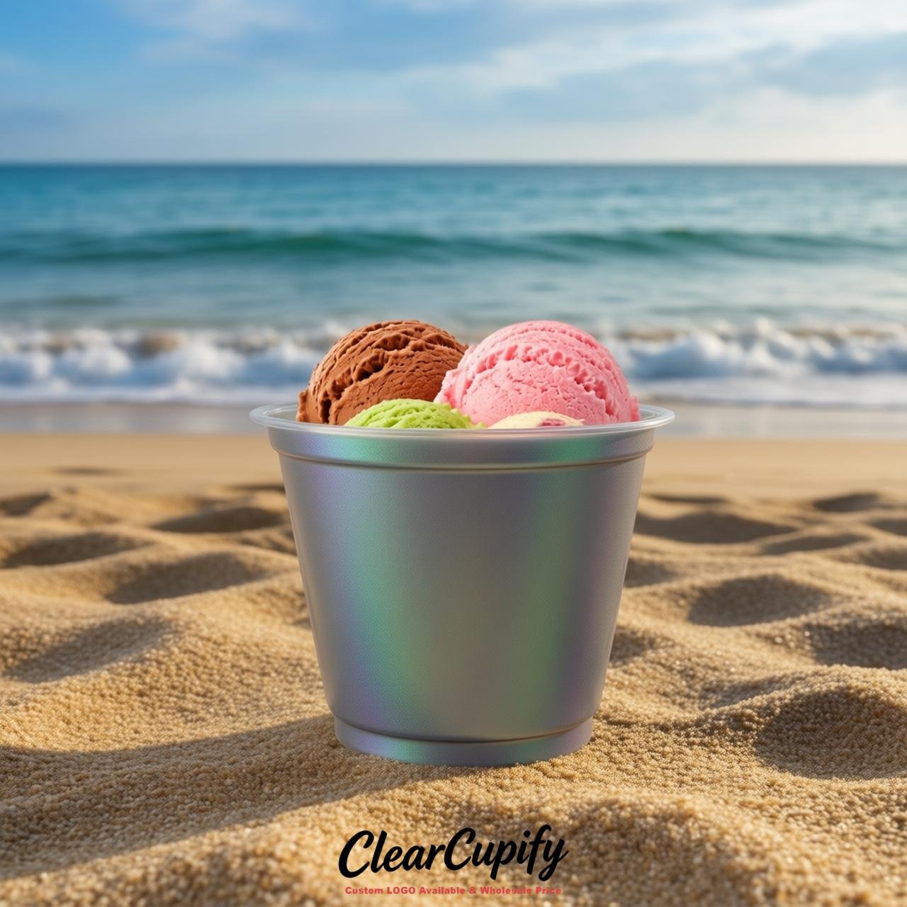 Aurora Gray Clear Plastic Ice Cream Cups Wholesale with Custom Logo Aurora Gray Clear Plastic Ice Cream Cups Wholesale with Custom Logo
