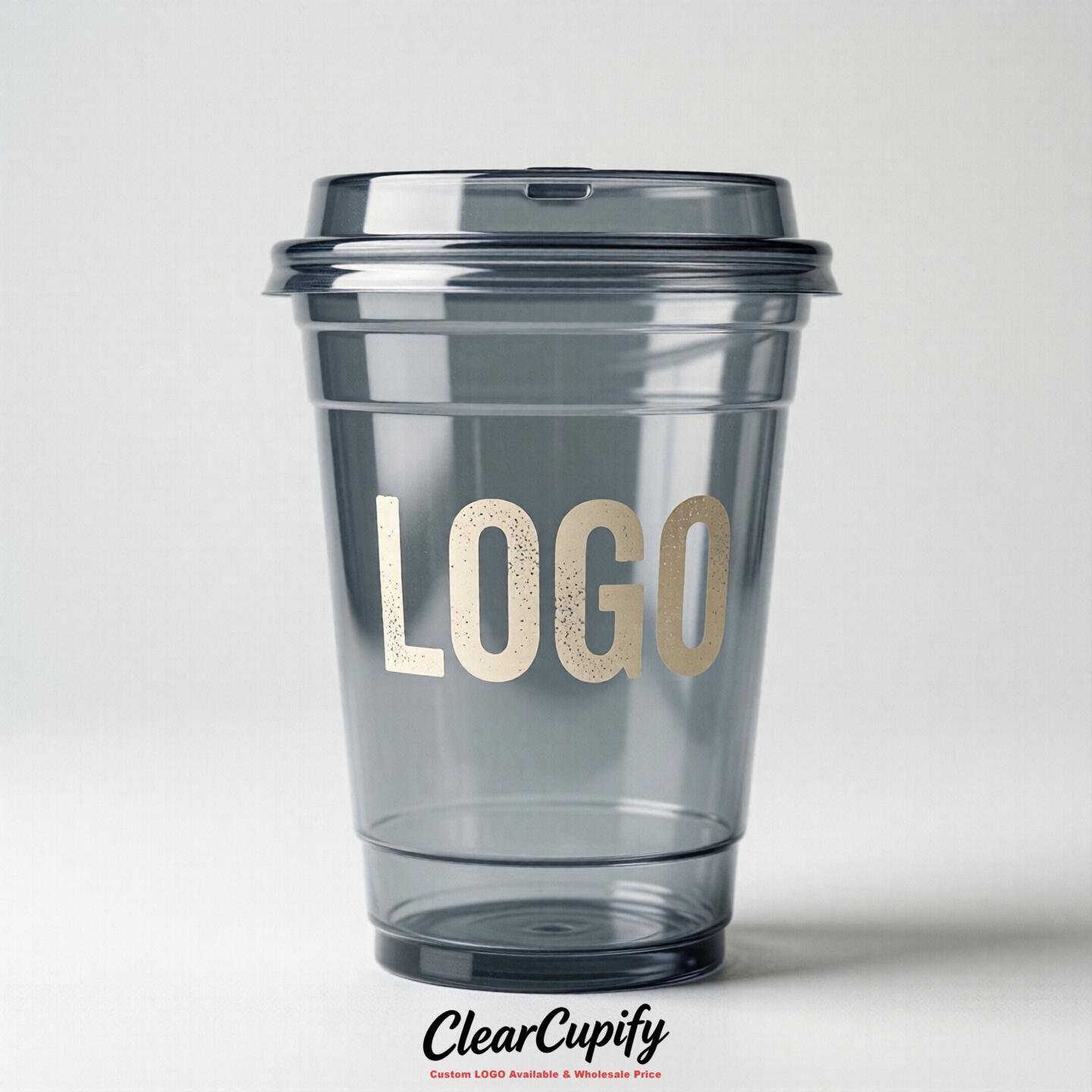 Aurora Gray Clear Plastic Cups with Custom Logo 12oz / 16oz / 20oz / 24oz / 32oz