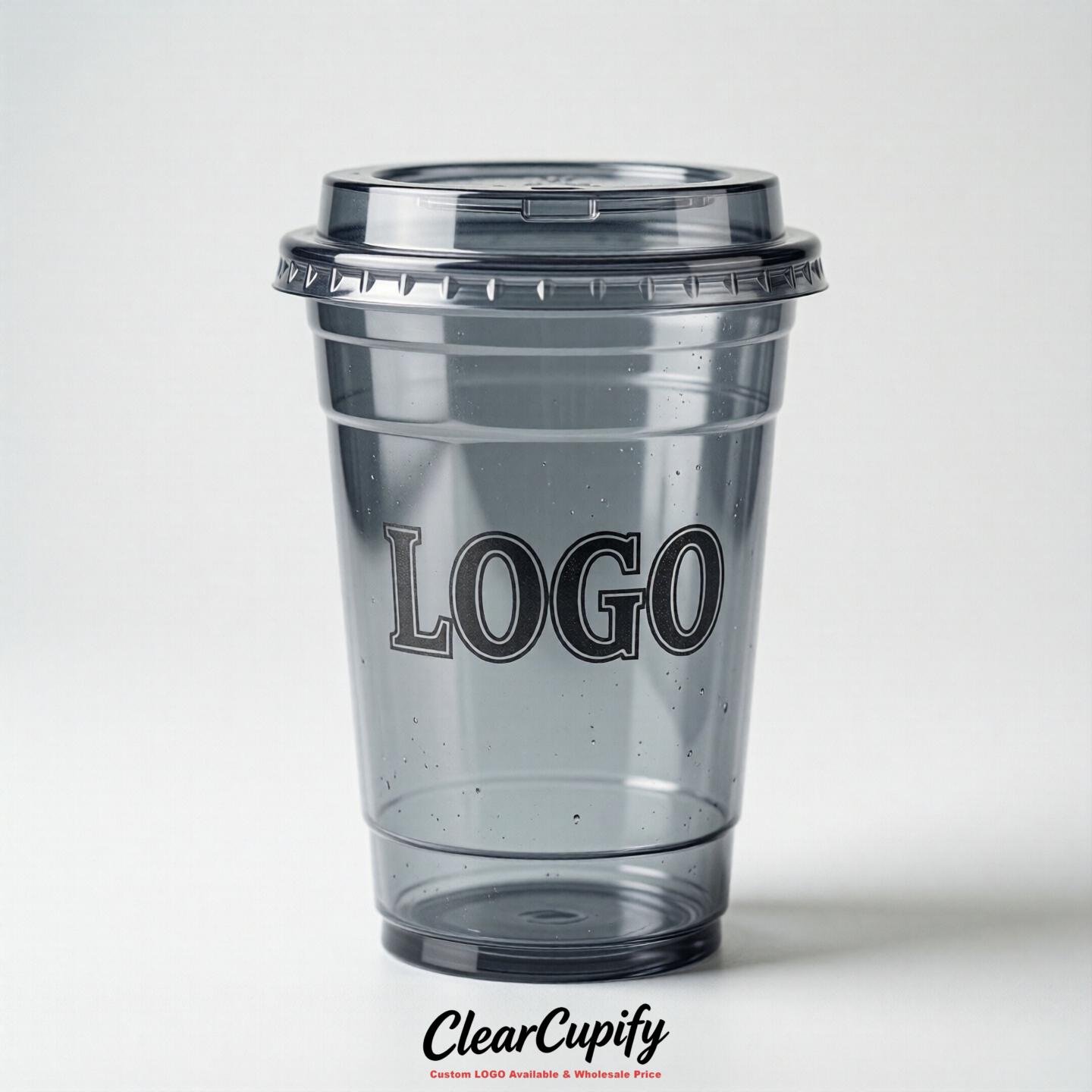 Aurora Gray Clear Plastic Cups with Custom Logo 12oz / 16oz / 20oz / 24oz / 32oz