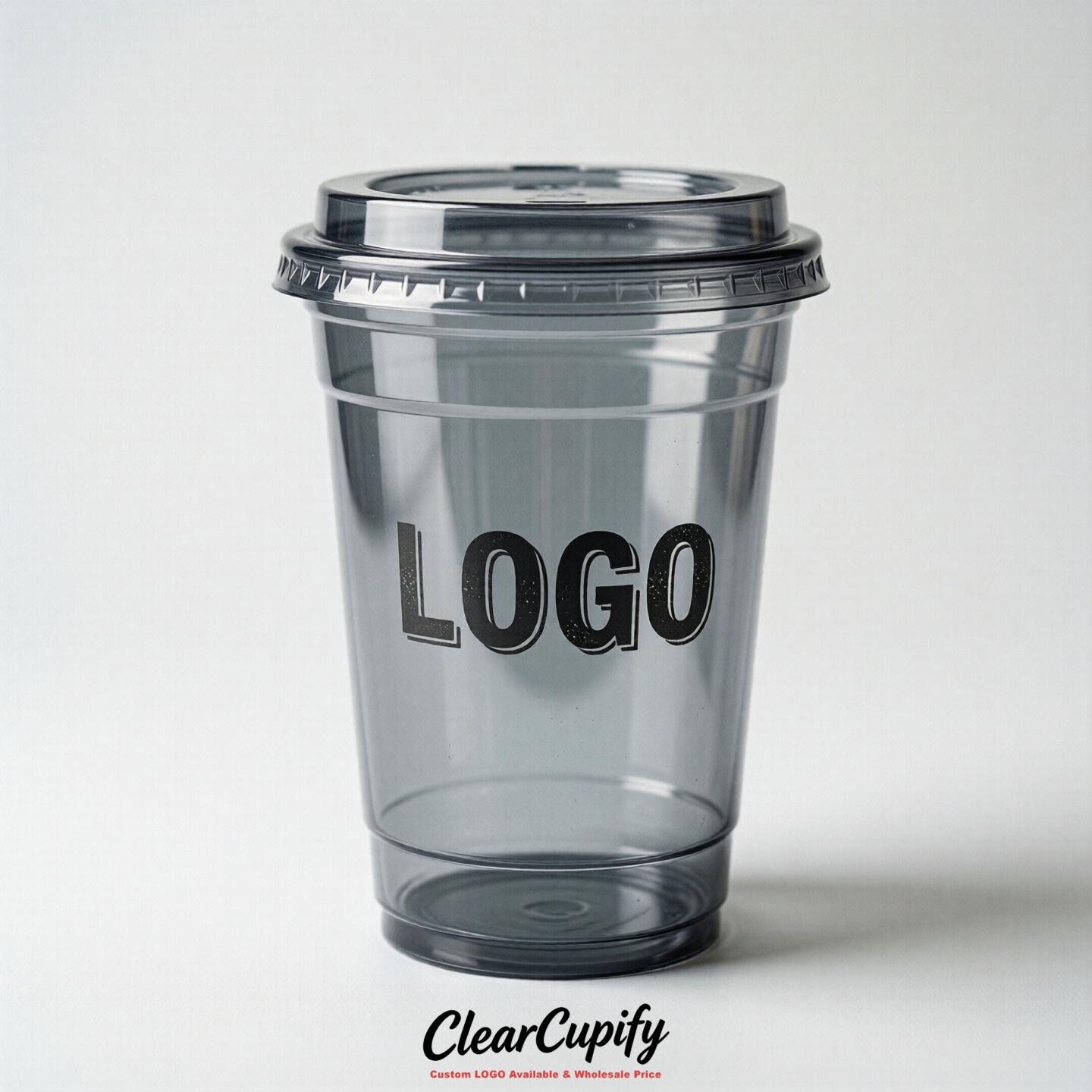 Aurora Gray Clear Plastic Cups with Custom Logo 12oz / 16oz / 20oz / 24oz / 32oz