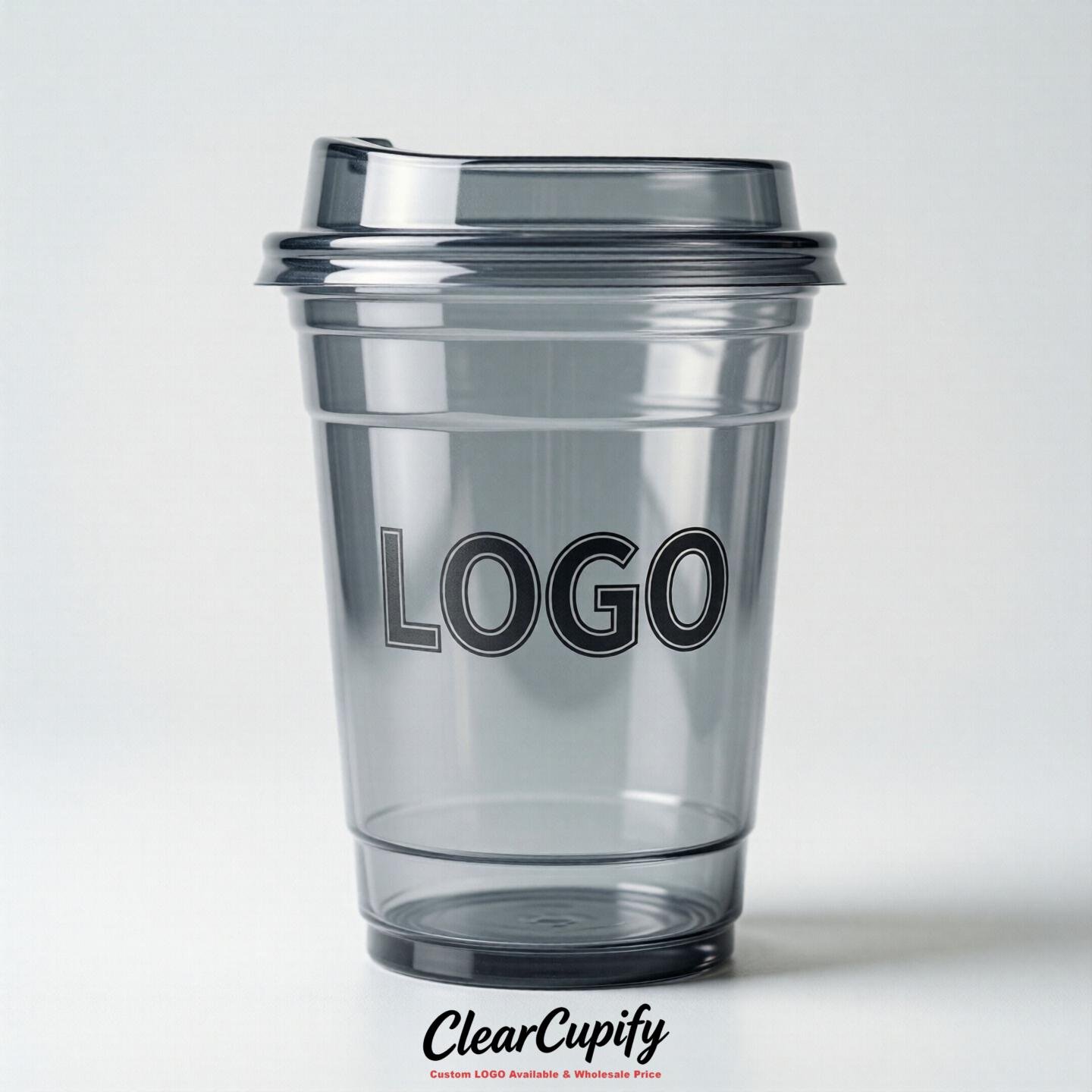 Aurora Gray Clear Plastic Cups with Custom Logo 12oz / 16oz / 20oz / 24oz / 32oz