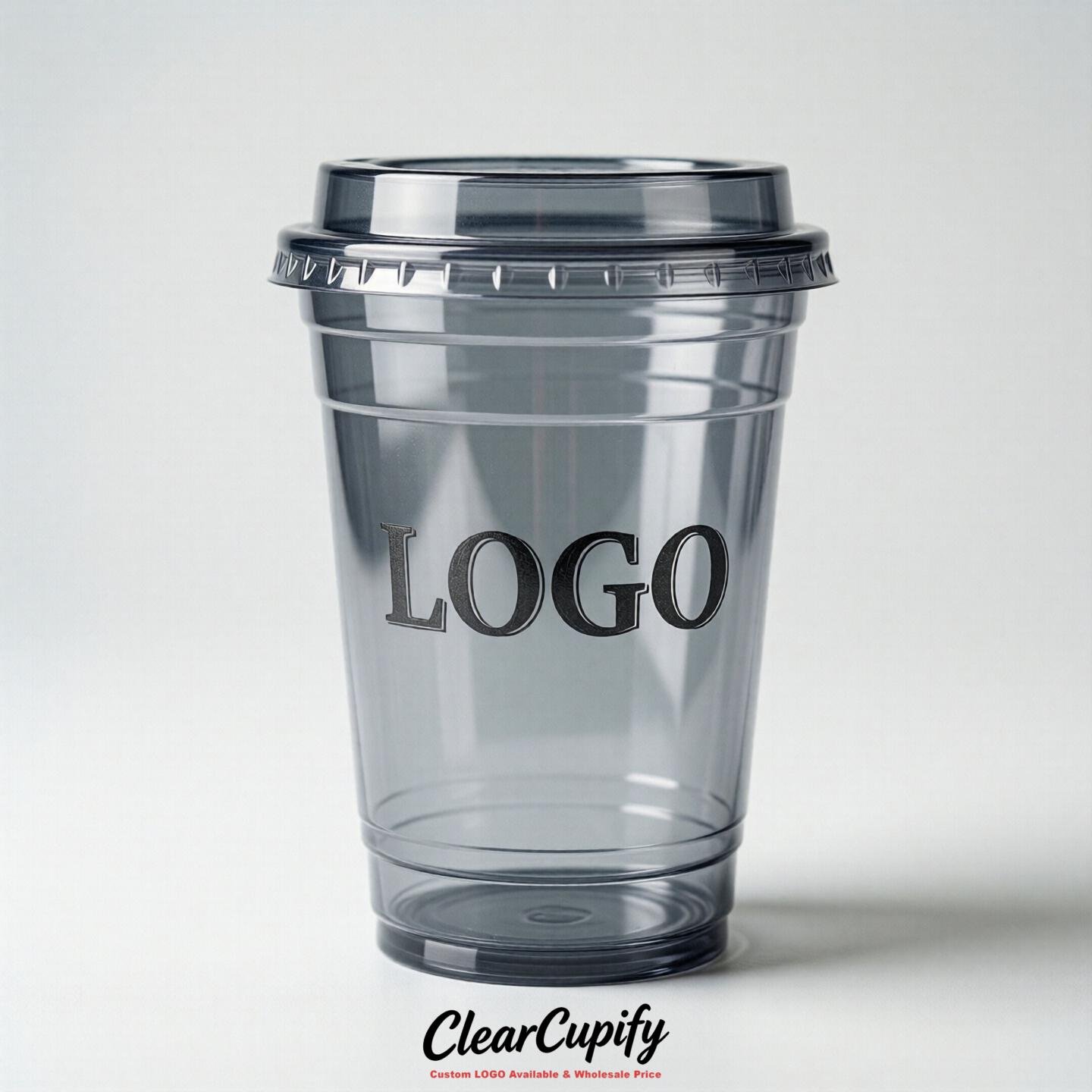 Aurora Gray Clear Plastic Cups with Custom Logo 12oz / 16oz / 20oz / 24oz / 32oz