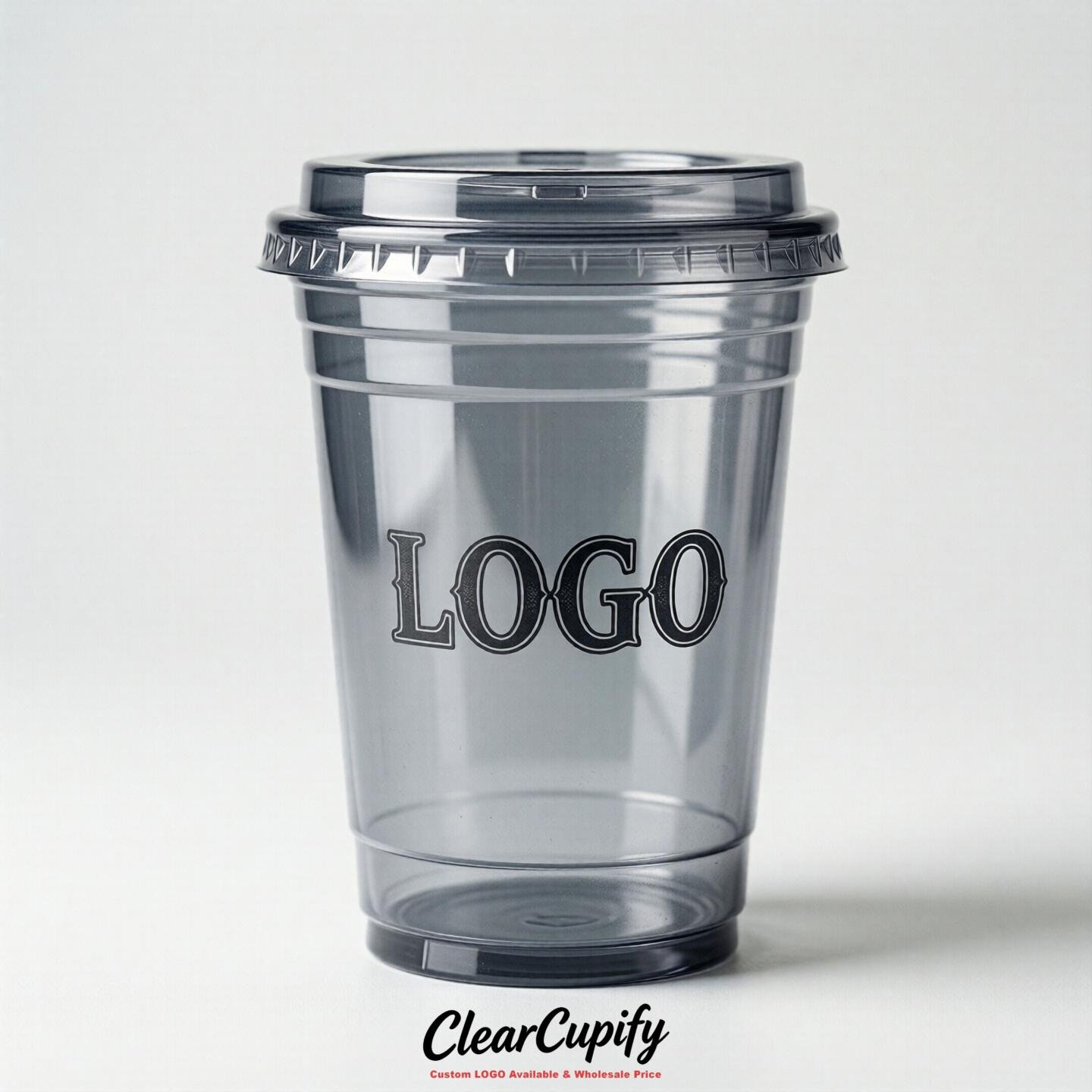 Aurora Gray Clear Plastic Cups with Custom Logo 12oz / 16oz / 20oz / 24oz / 32oz