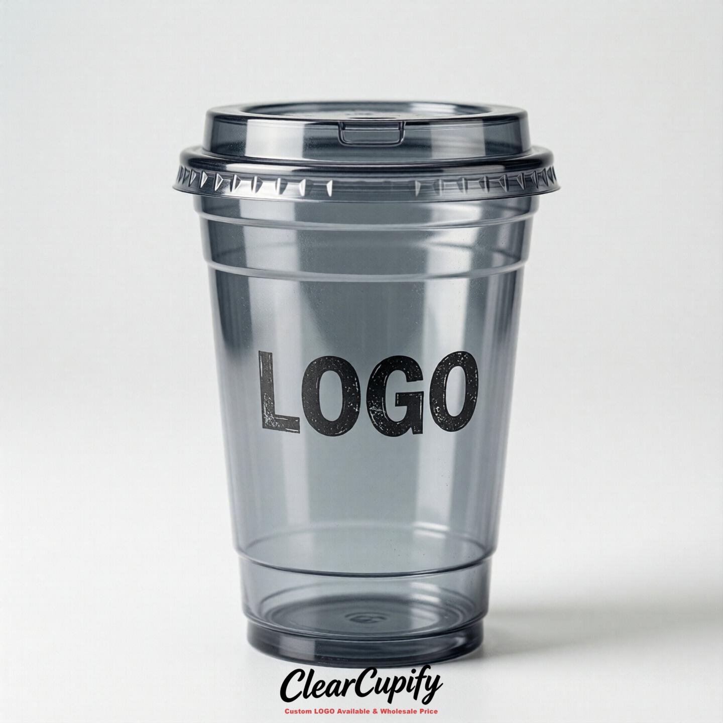 Aurora Gray Clear Plastic Cups with Custom Logo 12oz / 16oz / 20oz / 24oz / 32oz