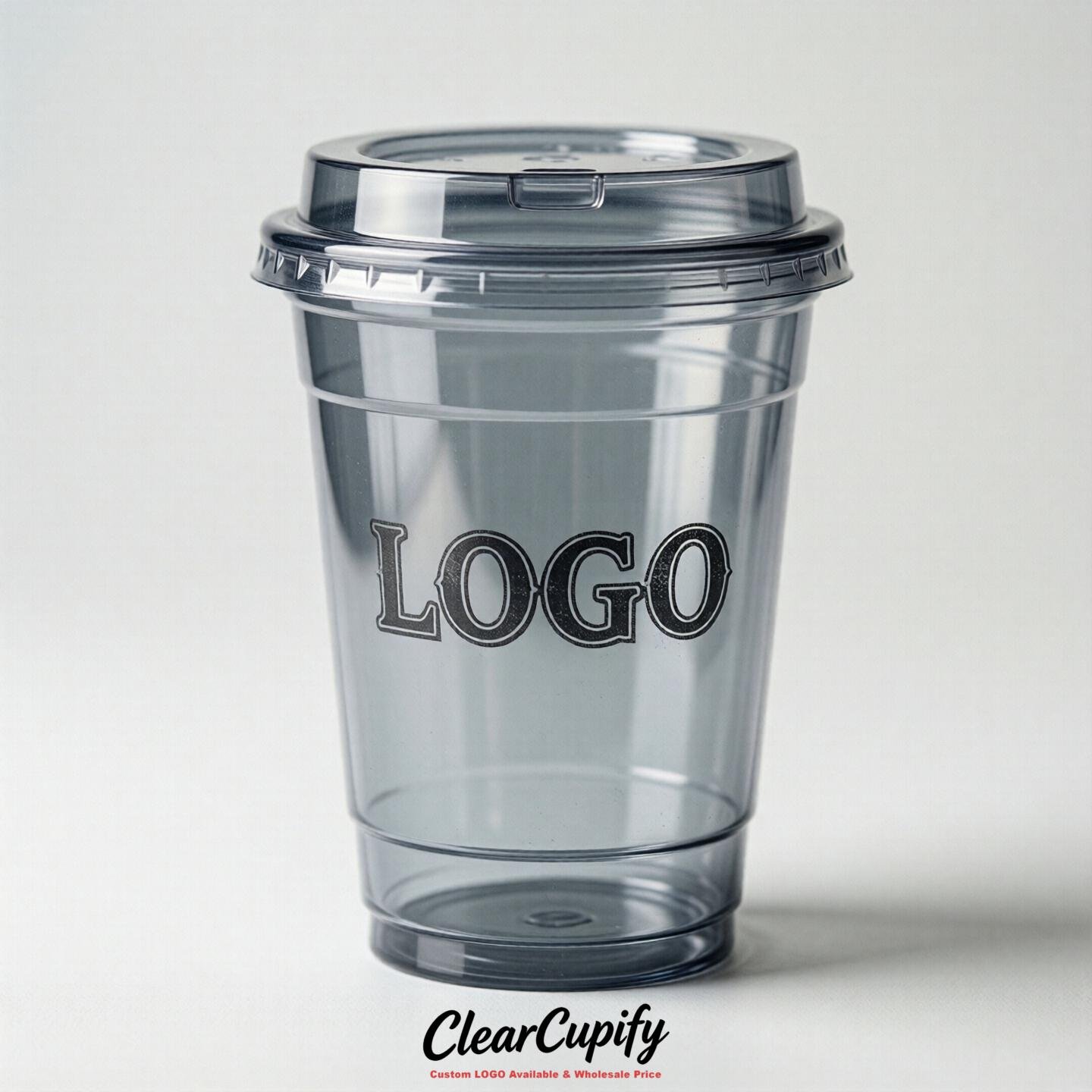 Aurora Gray Clear Plastic Cups with Custom Logo 12oz / 16oz / 20oz / 24oz / 32oz
