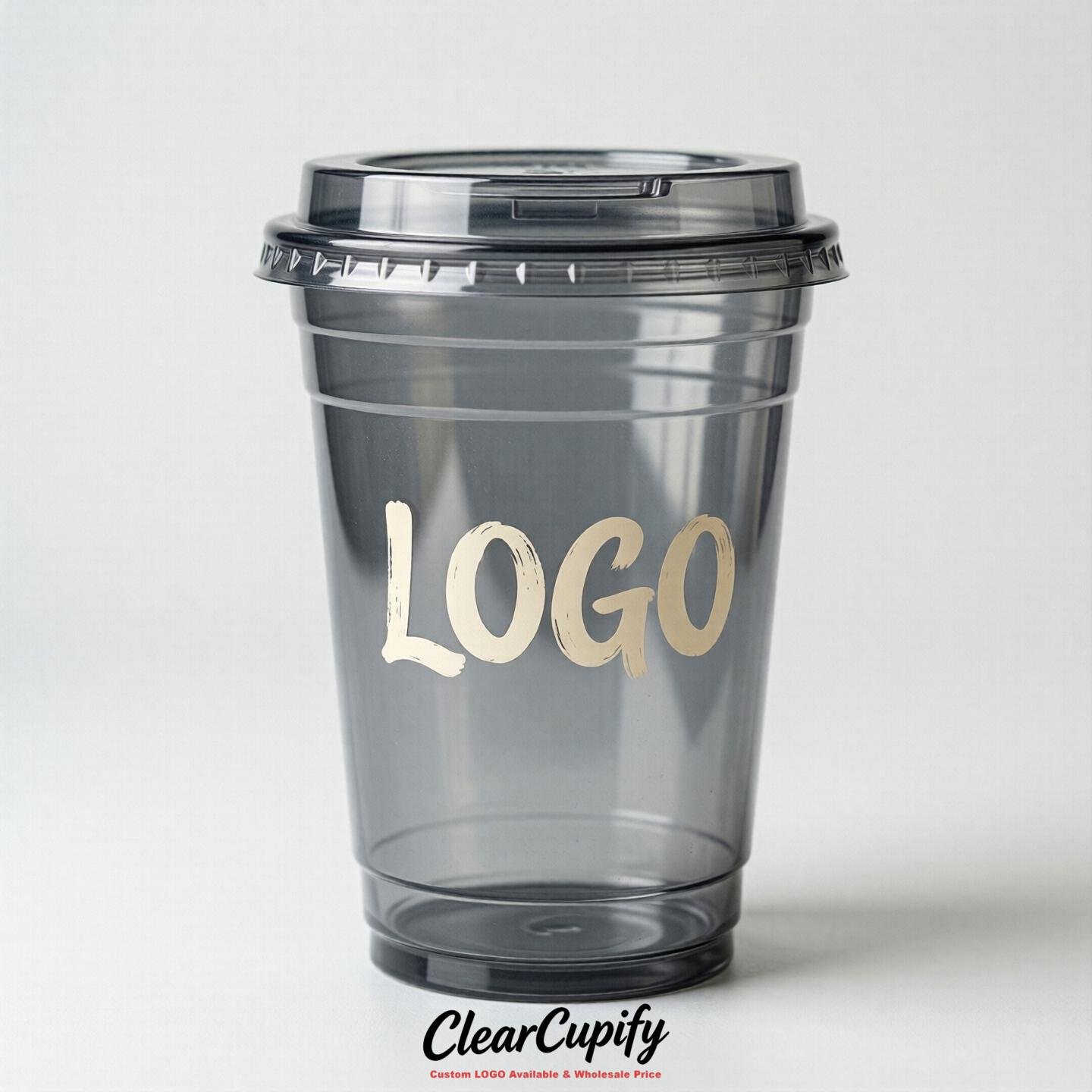 Aurora Gray Clear Plastic Cups with Custom Logo 12oz / 16oz / 20oz / 24oz / 32oz