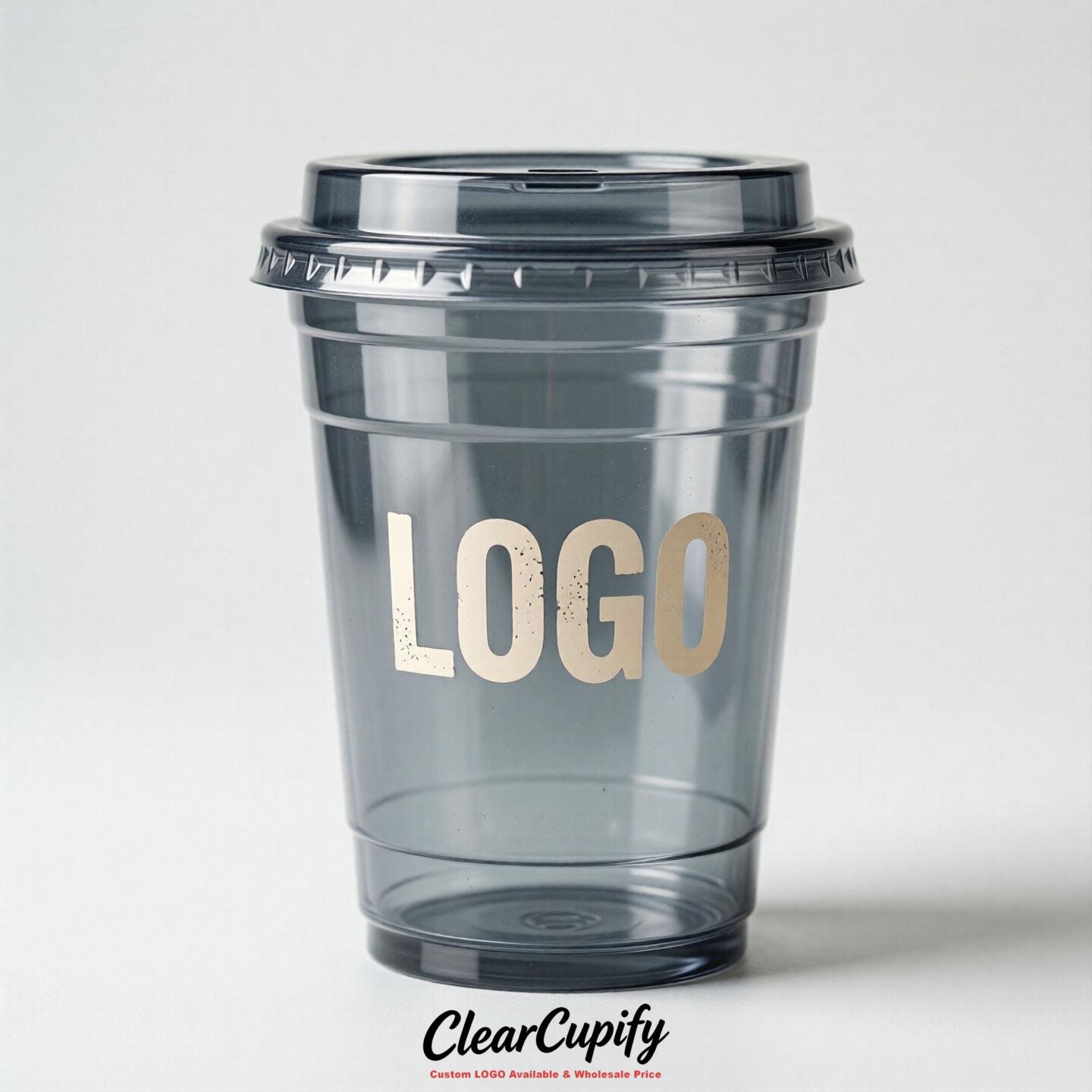 Aurora Gray Clear Plastic Cups with Custom Logo 12oz / 16oz / 20oz / 24oz / 32oz