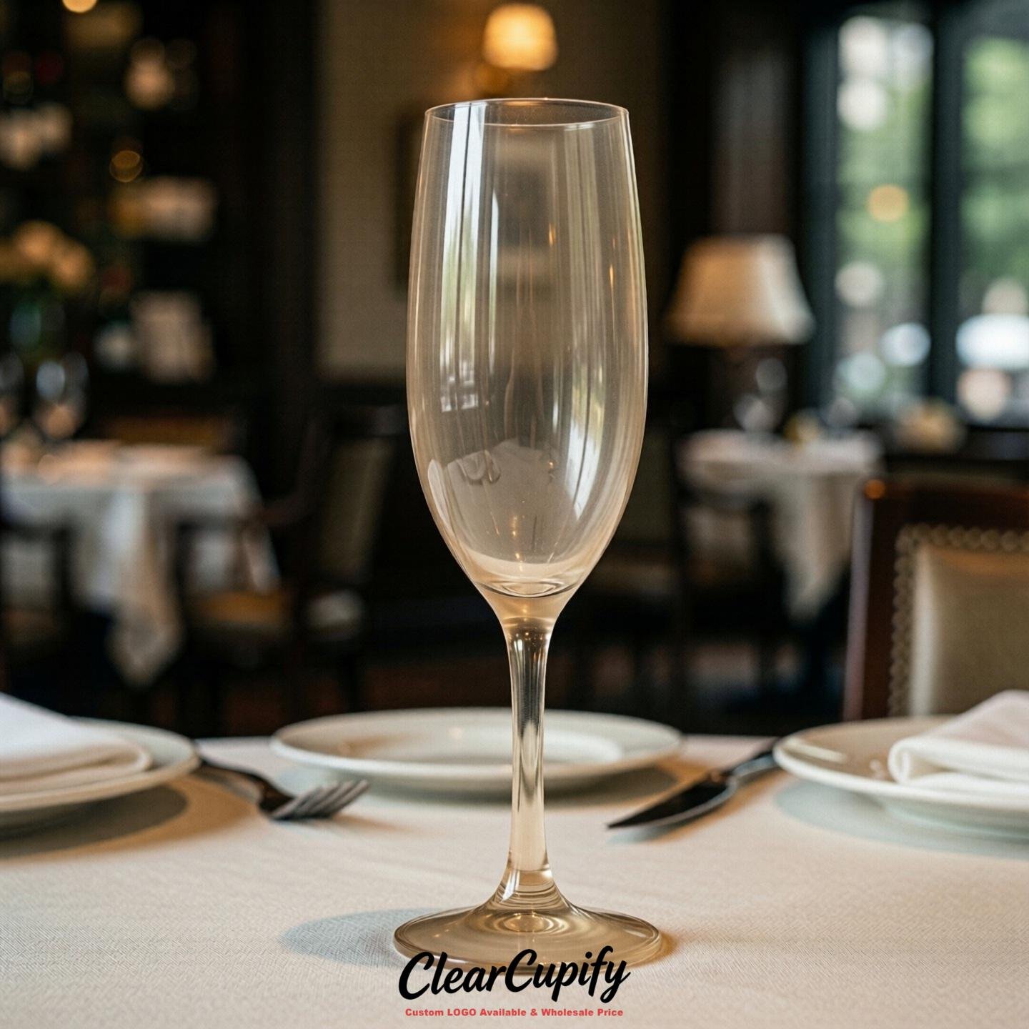Beige Clear Champagne Flutes - Wholesale 5oz/6oz/7oz Acrylic Champagne Glasses