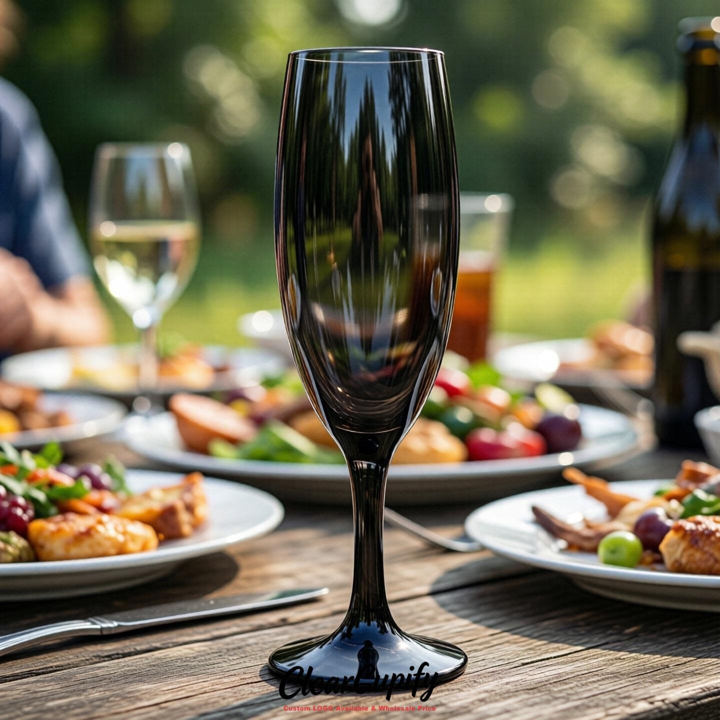 Black Clear Champagne Flutes - Wholesale 5oz/6oz/7oz Acrylic Champagne Glasses