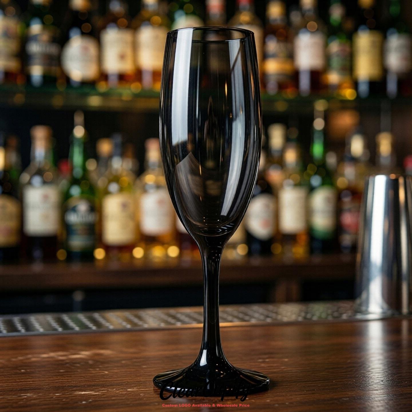 Black Clear Champagne Flutes - Wholesale 5oz/6oz/7oz Acrylic Champagne Glasses