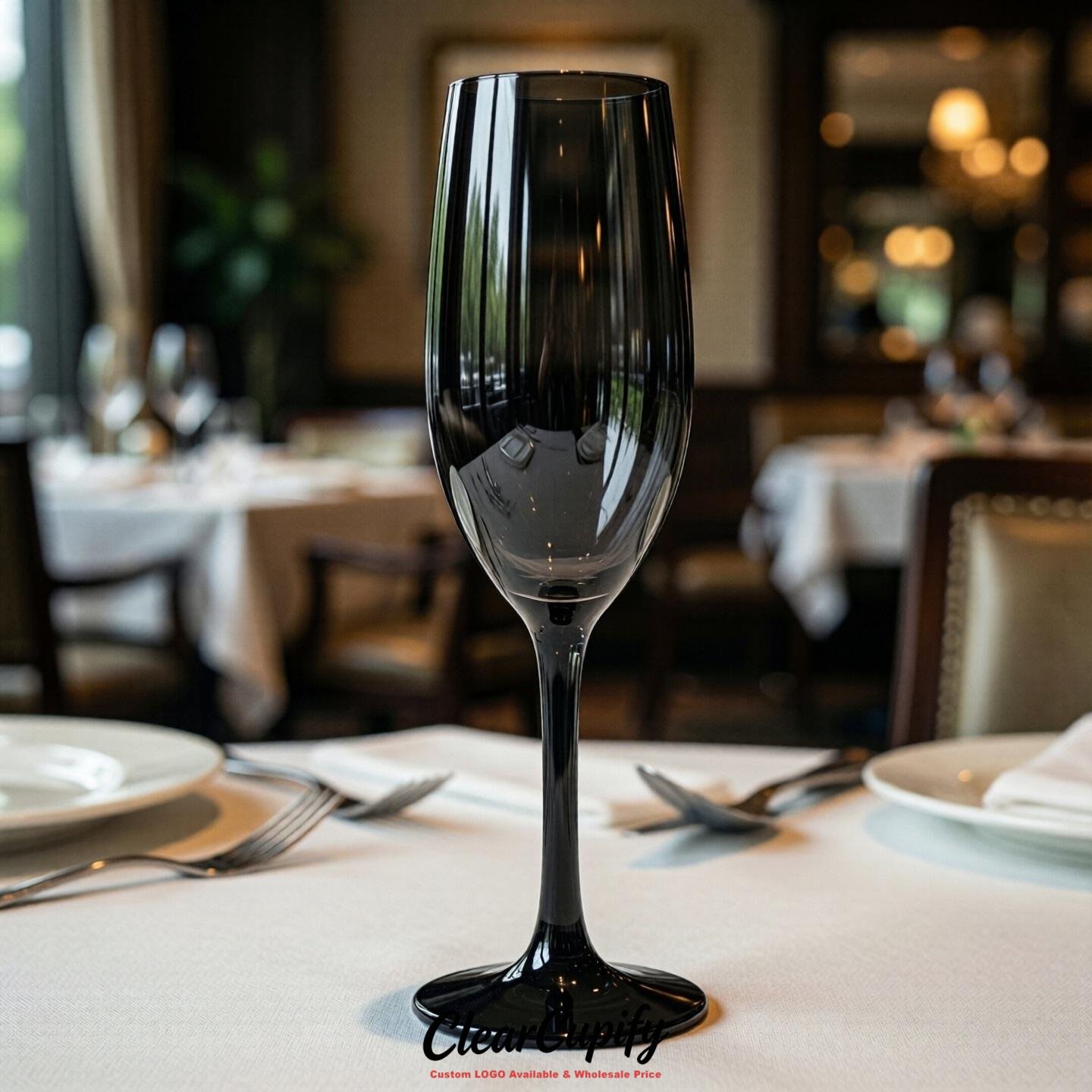 Black Clear Champagne Flutes - Wholesale 5oz/6oz/7oz Acrylic Champagne Glasses