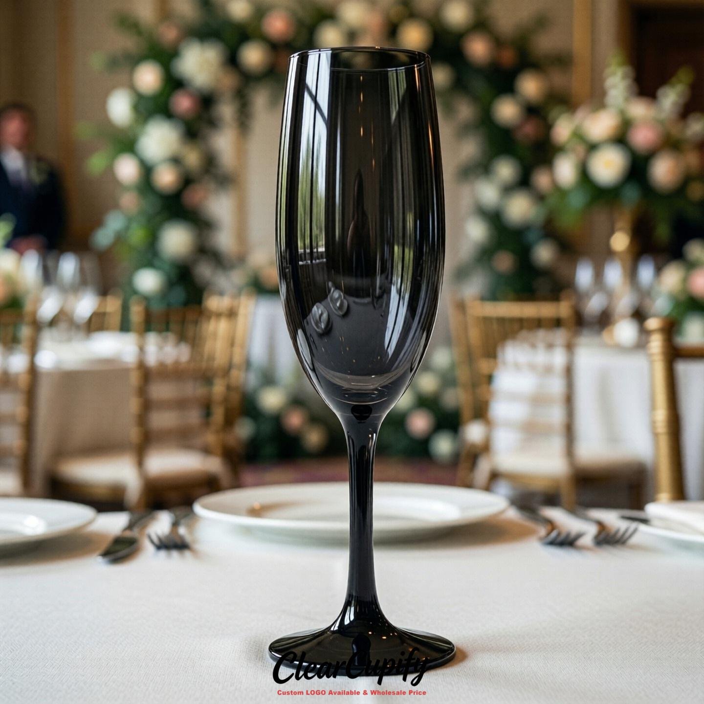 Black Clear Champagne Flutes - Wholesale 5oz/6oz/7oz Acrylic Champagne Glasses