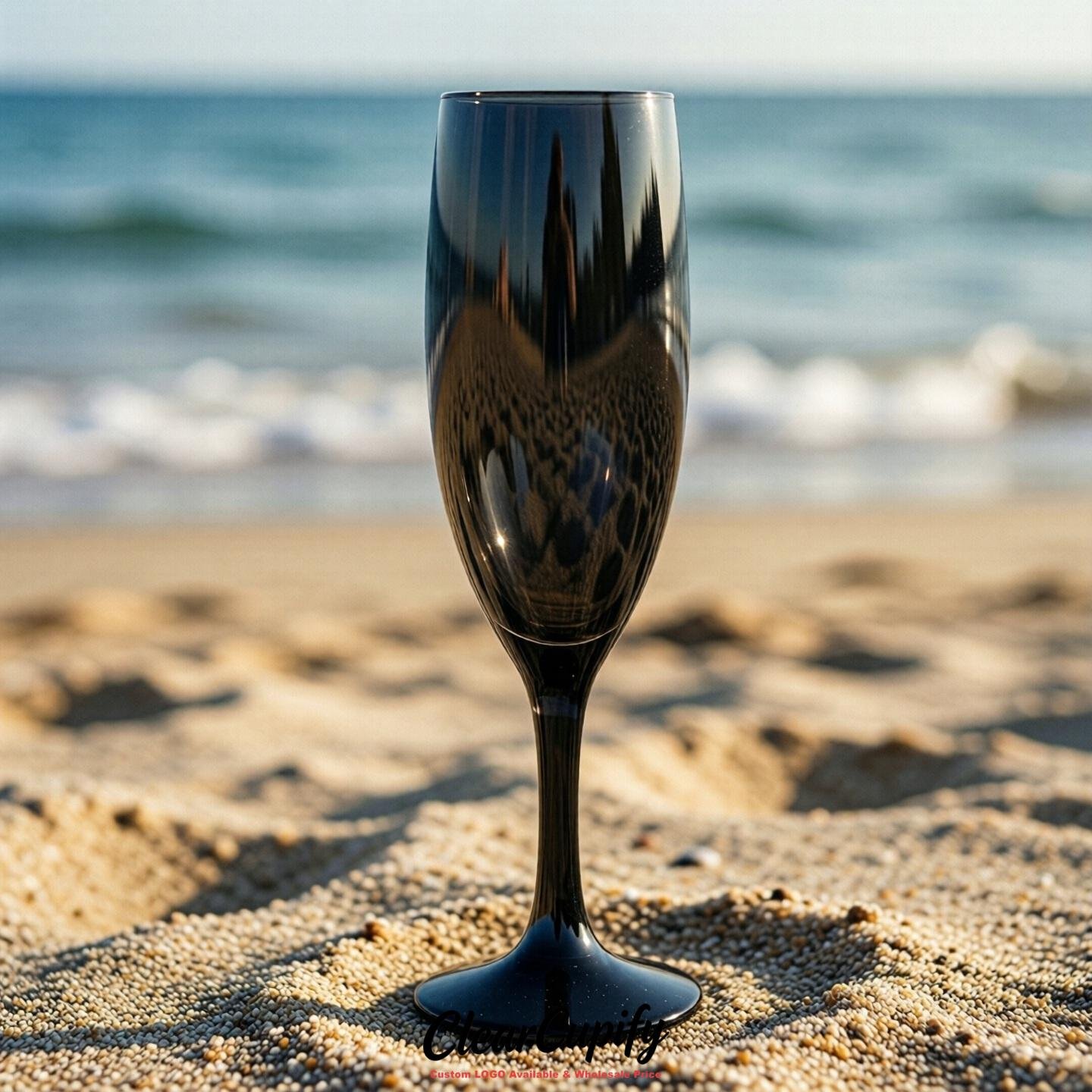 Black Clear Champagne Flutes - Wholesale 5oz/6oz/7oz Acrylic Champagne Glasses