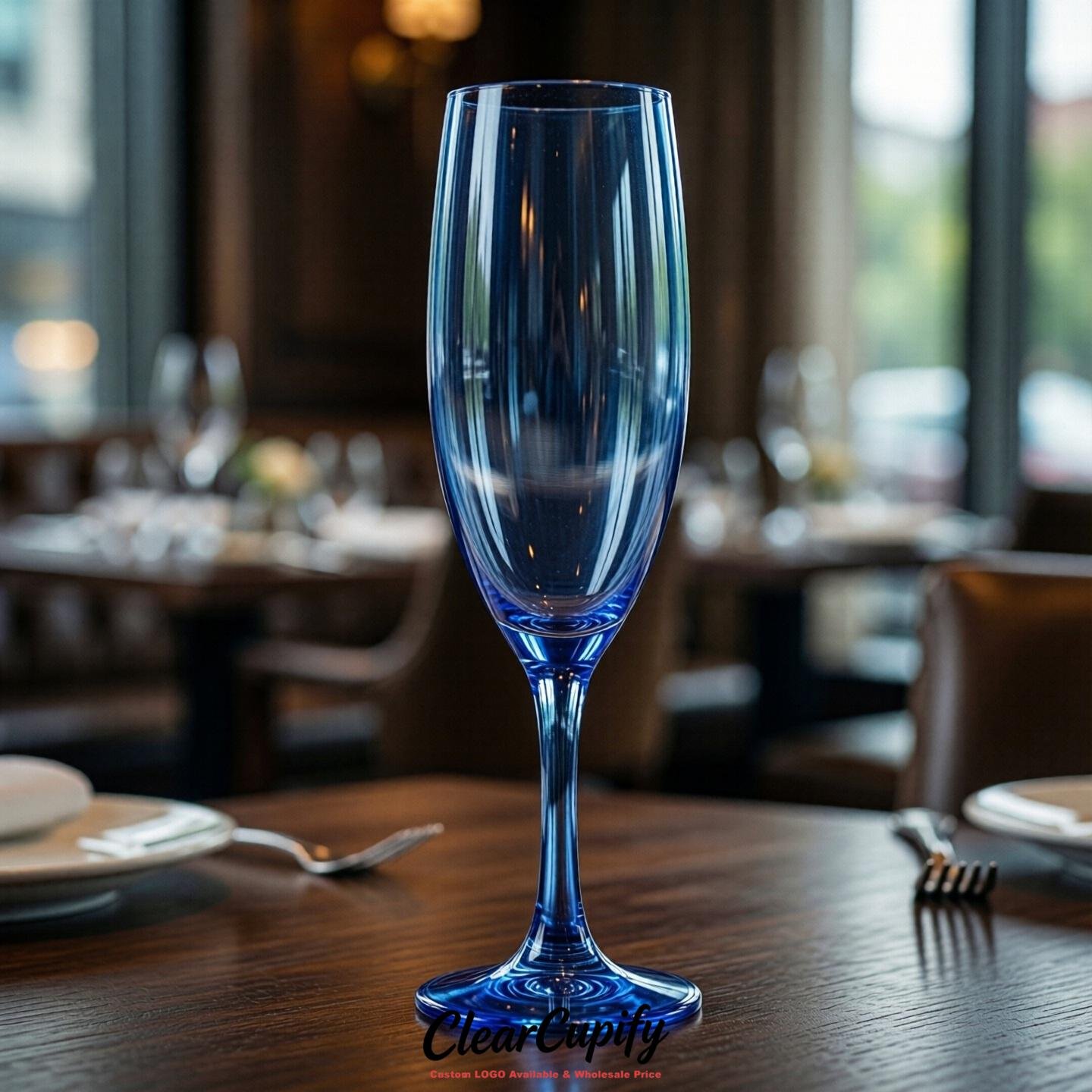 Blue Clear Champagne Flutes - Wholesale 5oz/6oz/7oz Acrylic Champagne Glasses