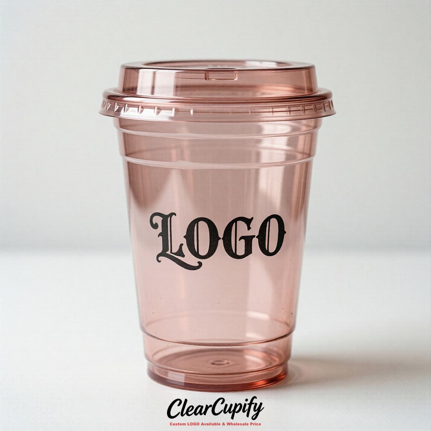 Blush Clear Plastic Cups with Custom Logo 12oz / 16oz / 20oz / 24oz / 32oz
