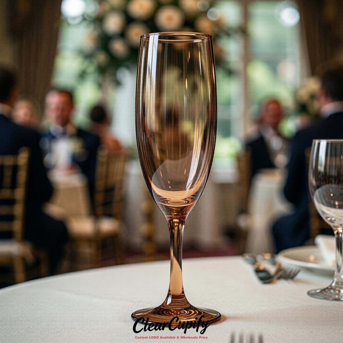 Bronze Clear Champagne Flutes - Wholesale 5oz/6oz/7oz Acrylic Champagne Glasses