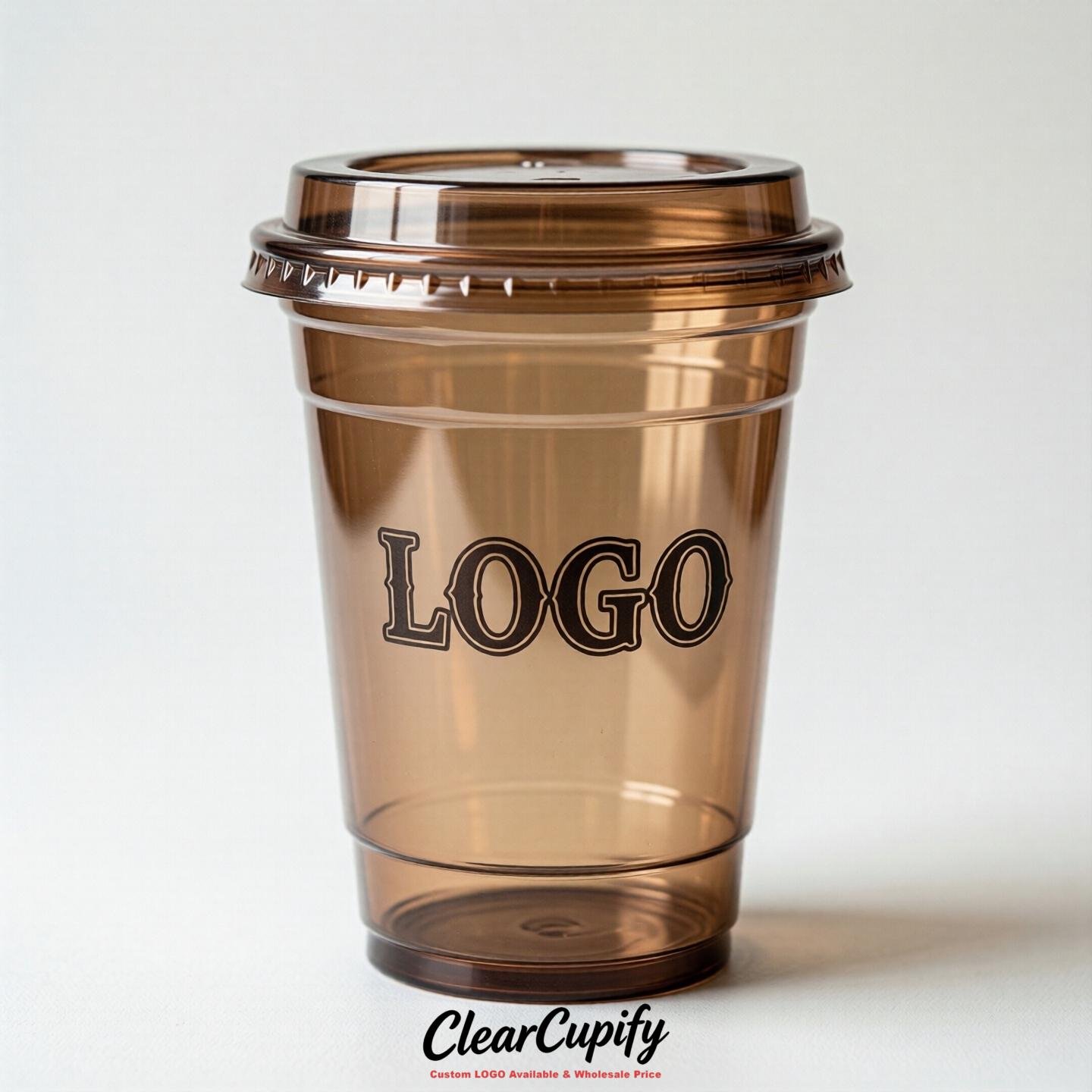 Bronze Clear Plastic Cups with Custom Logo 12oz / 16oz / 20oz / 24oz / 32oz
