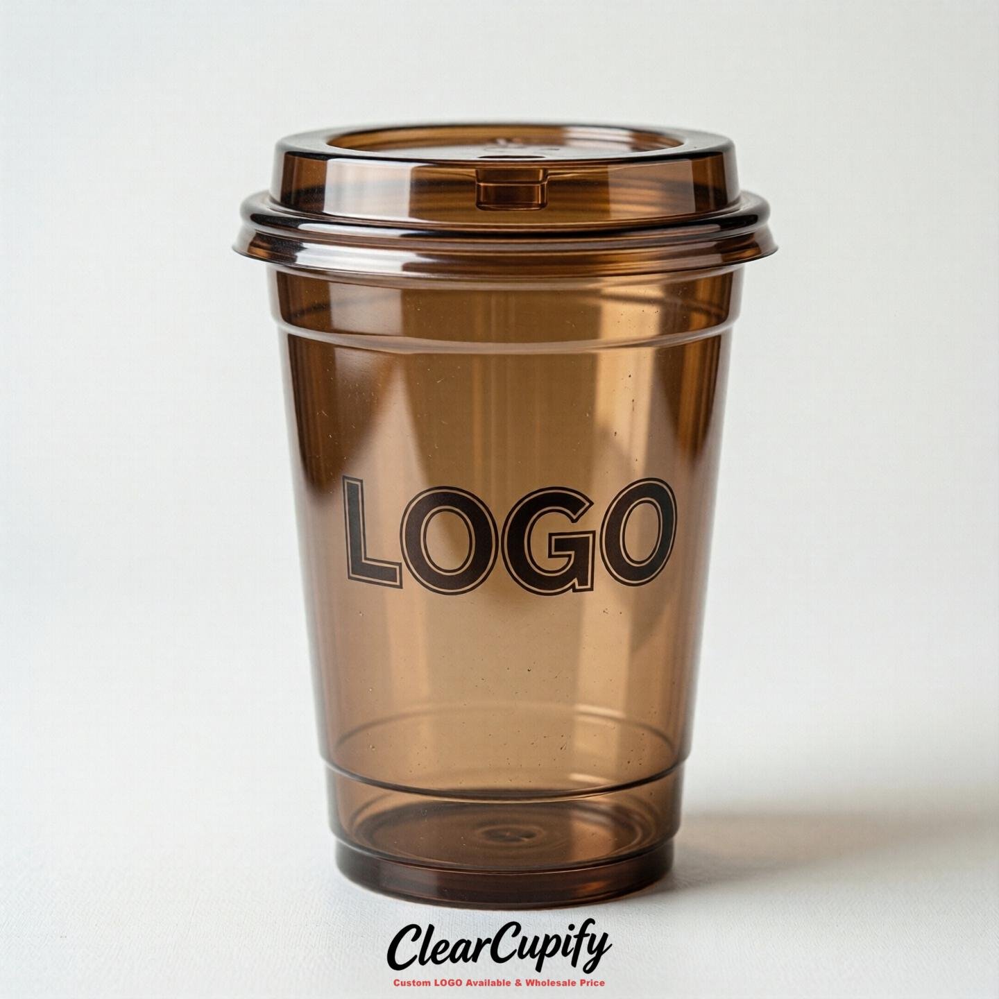 Bronze Clear Plastic Cups with Custom Logo 12oz / 16oz / 20oz / 24oz / 32oz