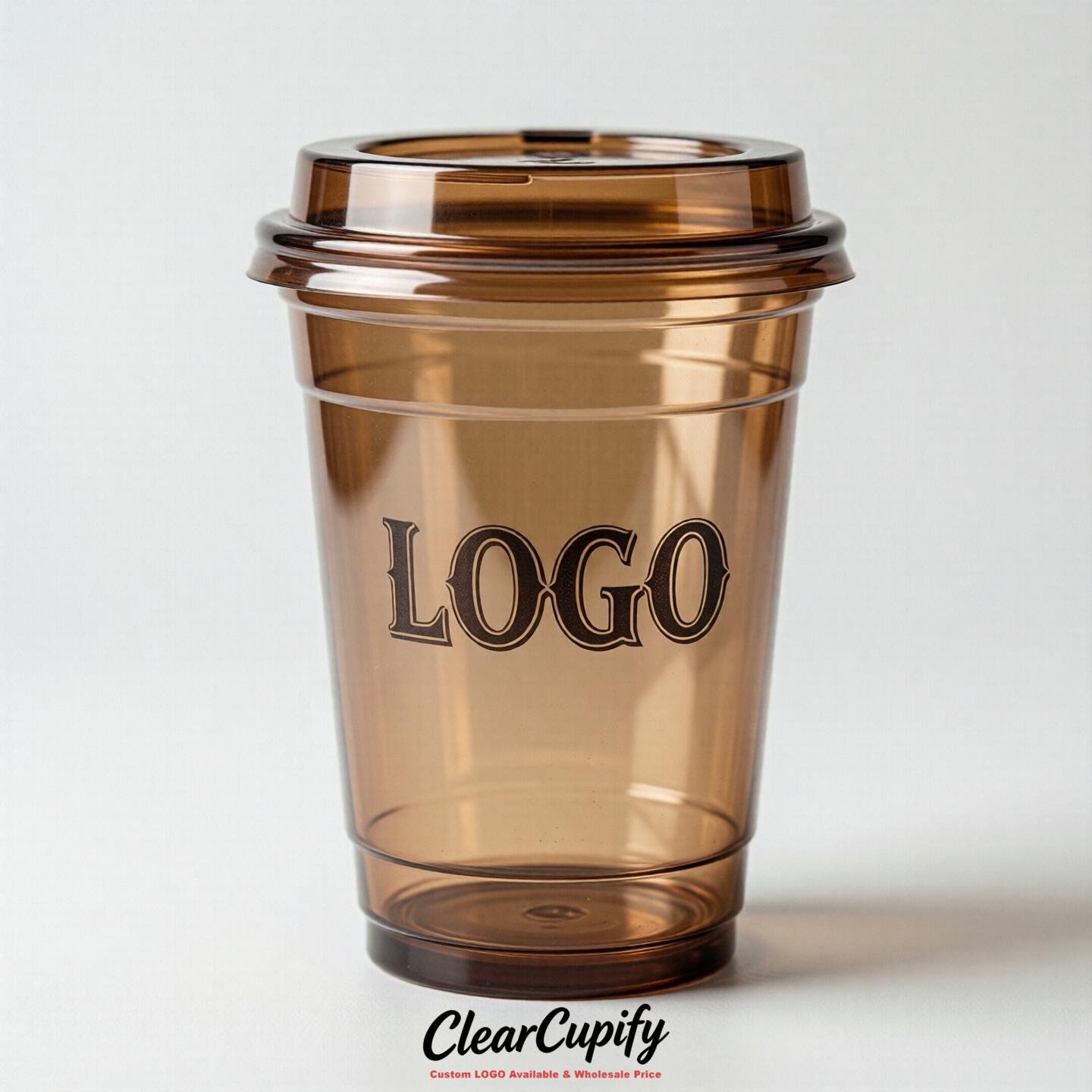 Bronze Clear Plastic Cups with Custom Logo 12oz / 16oz / 20oz / 24oz / 32oz