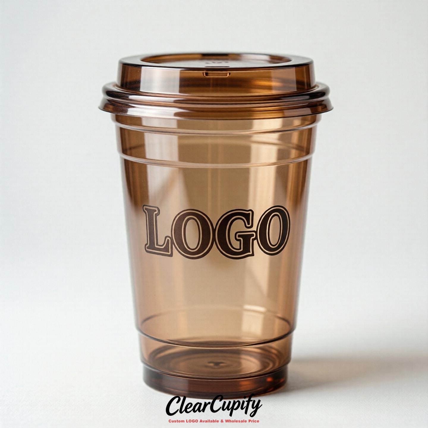 Bronze Clear Plastic Cups with Custom Logo 12oz / 16oz / 20oz / 24oz / 32oz
