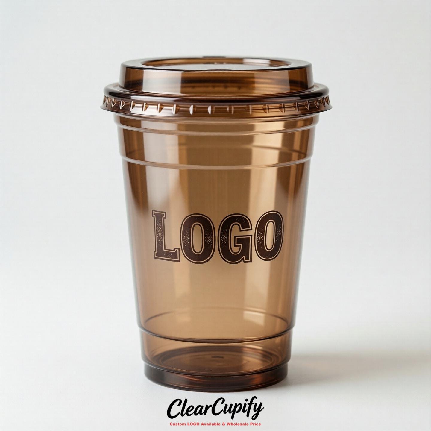 Bronze Clear Plastic Cups with Custom Logo 12oz / 16oz / 20oz / 24oz / 32oz