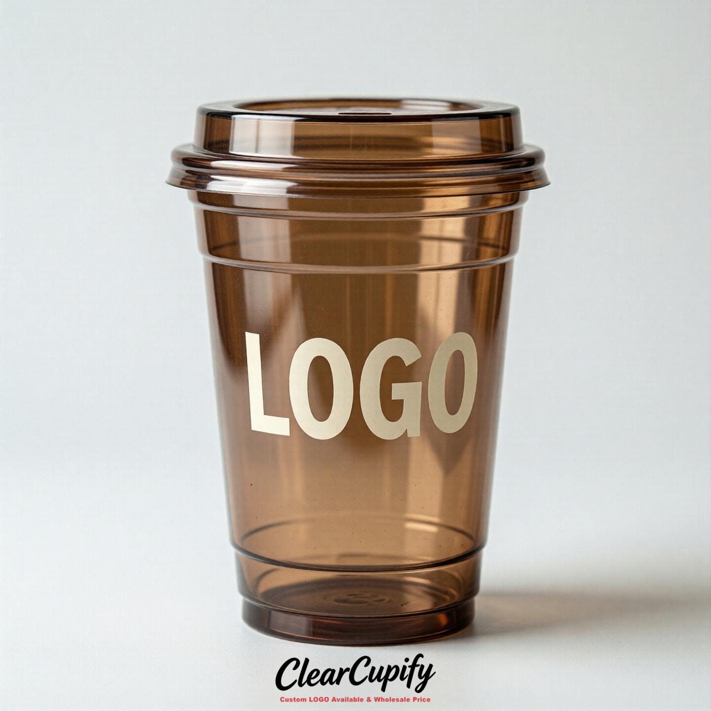 Bronze Clear Plastic Cups with Custom Logo 12oz / 16oz / 20oz / 24oz / 32oz