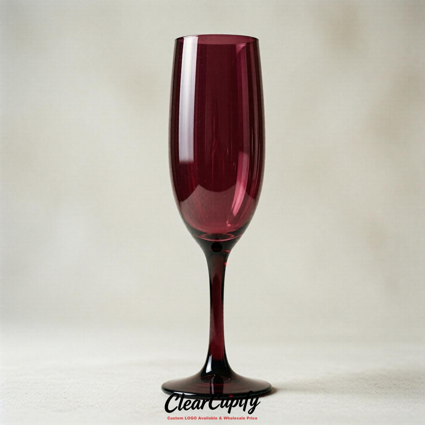 Burgundy Clear Champagne Flutes - Wholesale 5oz/6oz/7oz Acrylic Champagne Glasses
