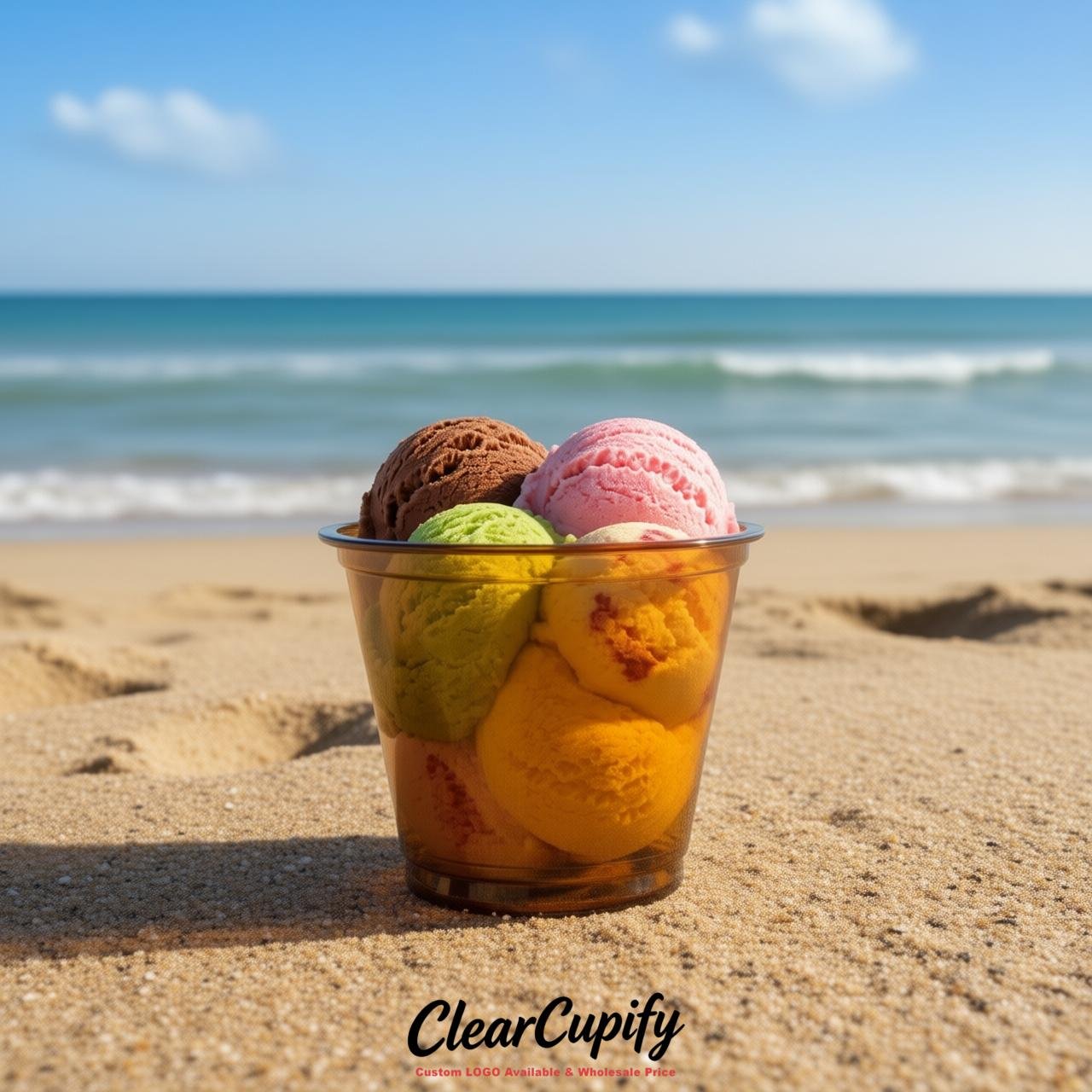 Camel Clear Plastic Ice Cream Cups Wholesale with Custom Logo Camel Clear Plastic Ice Cream Cups Wholesale with Custom Logo