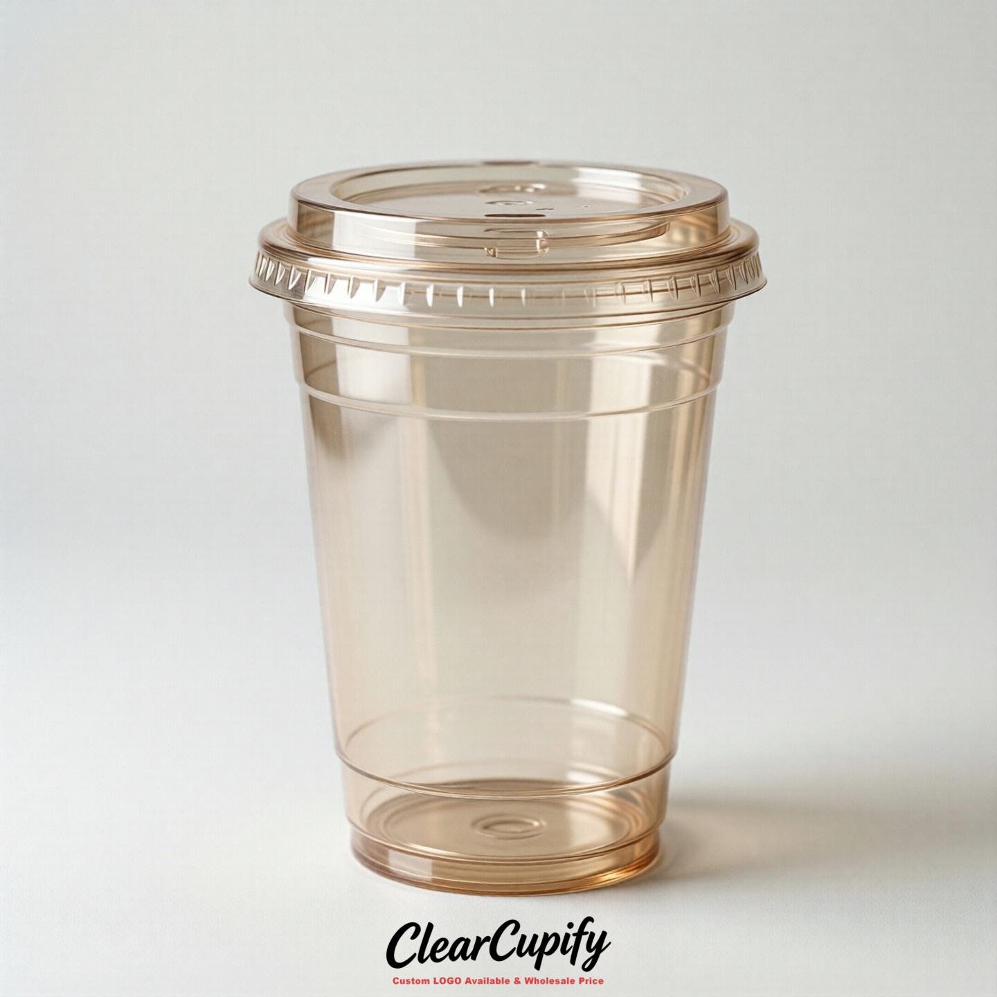 Blank Translucent Champagne Clear Plastic Cups with Lids - Choice of PET/PP/PLA