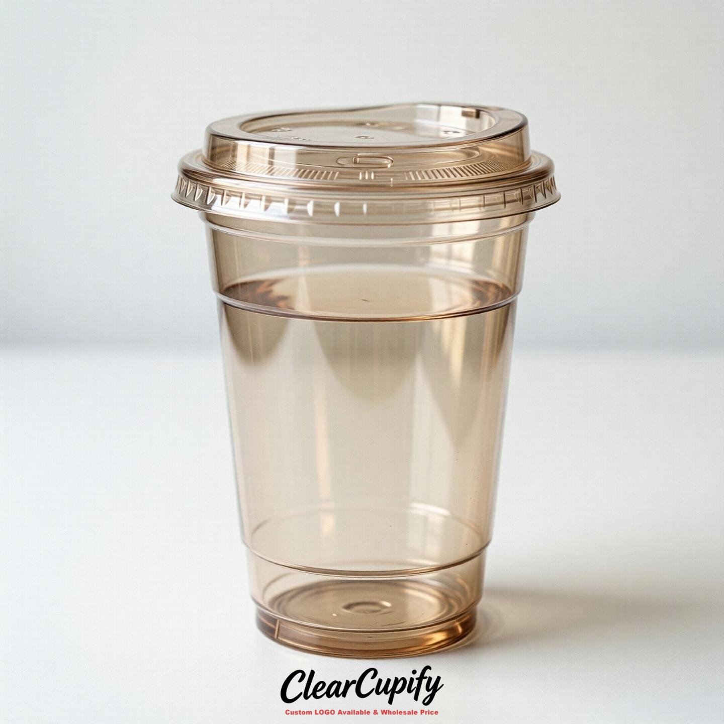Blank Translucent Champagne Clear Plastic Cups with Lids - Choice of PET/PP/PLA