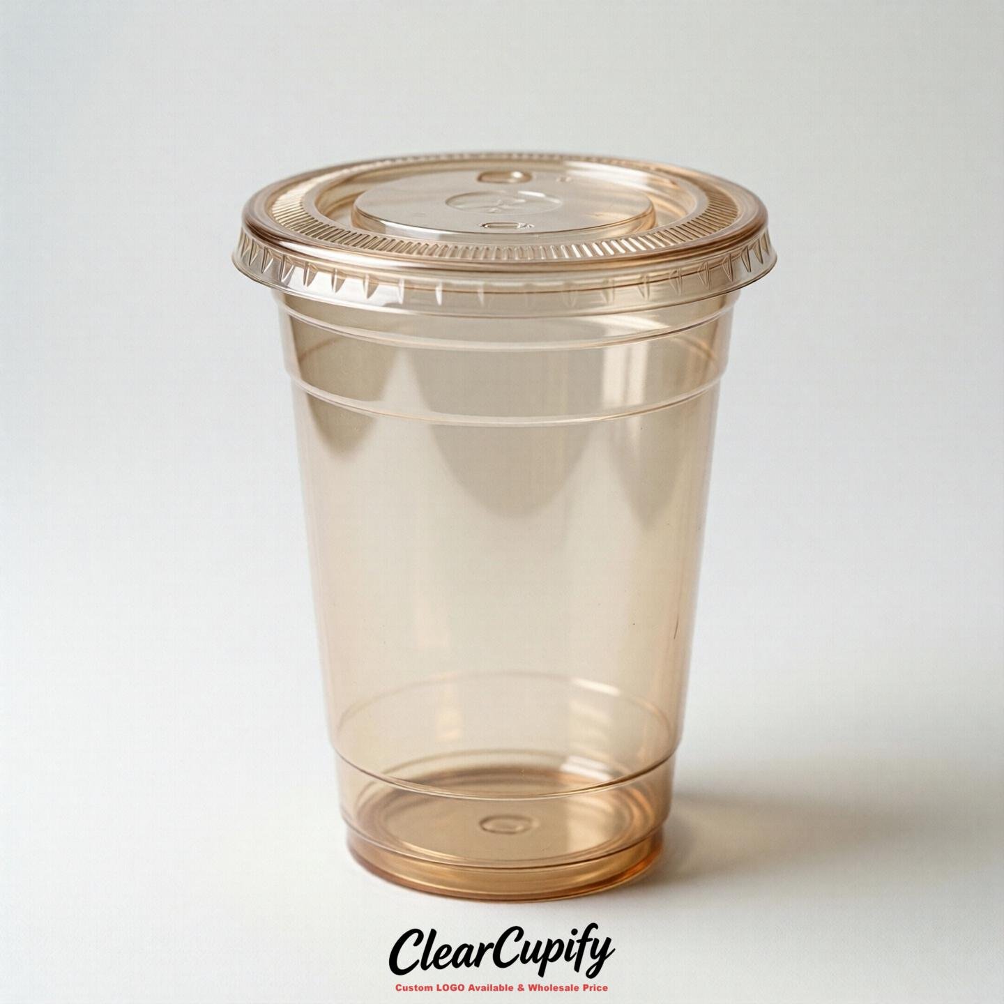 Blank Translucent Champagne Clear Plastic Cups with Lids - Choice of PET/PP/PLA