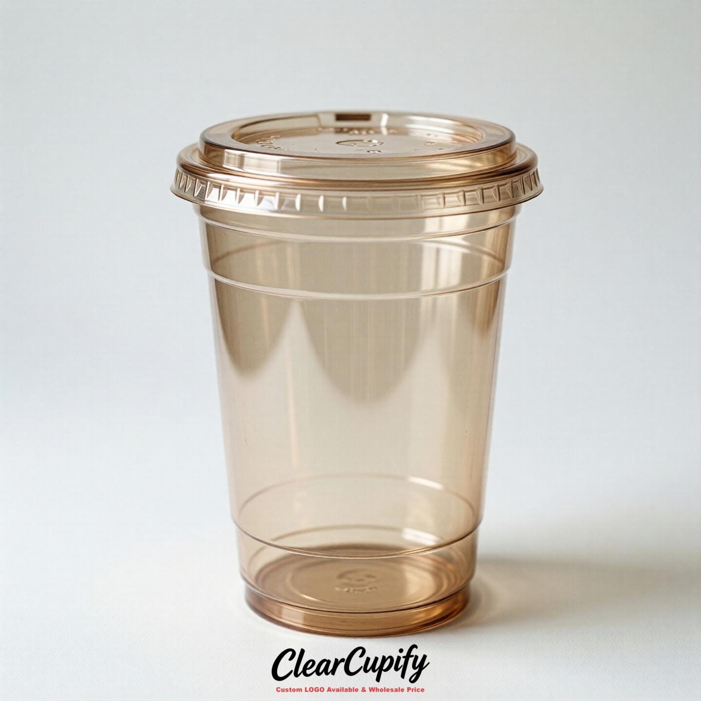 Blank Translucent Champagne Clear Plastic Cups with Lids - Choice of PET/PP/PLA