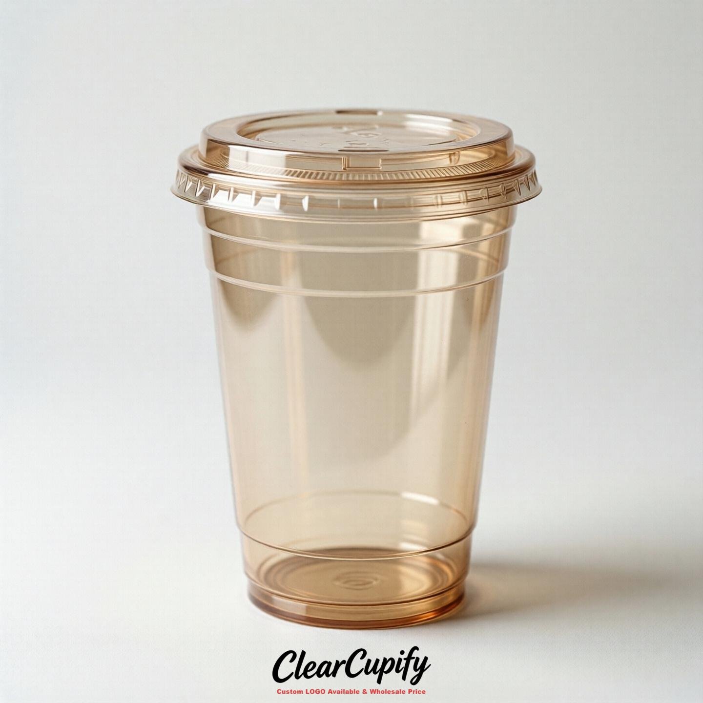 Blank Translucent Champagne Clear Plastic Cups with Lids - Choice of PET/PP/PLA