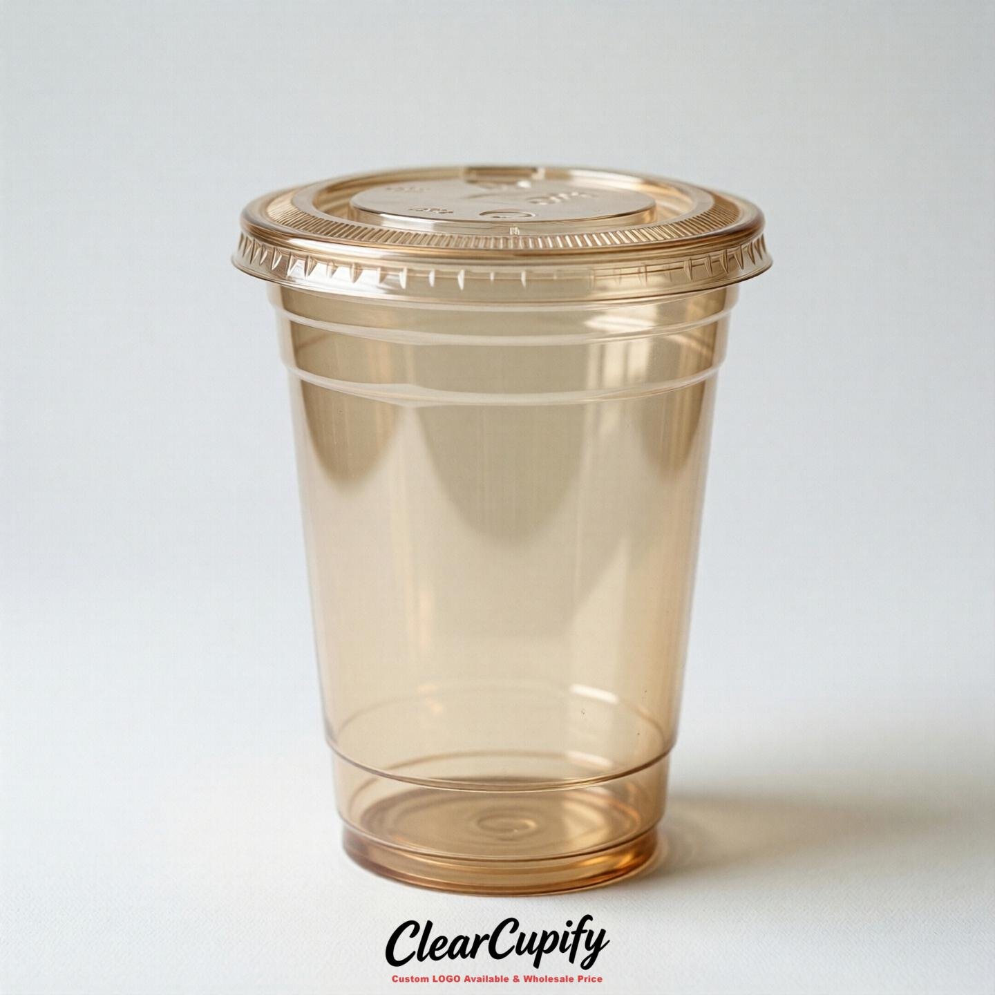 Blank Translucent Champagne Clear Plastic Cups with Lids - Choice of PET/PP/PLA