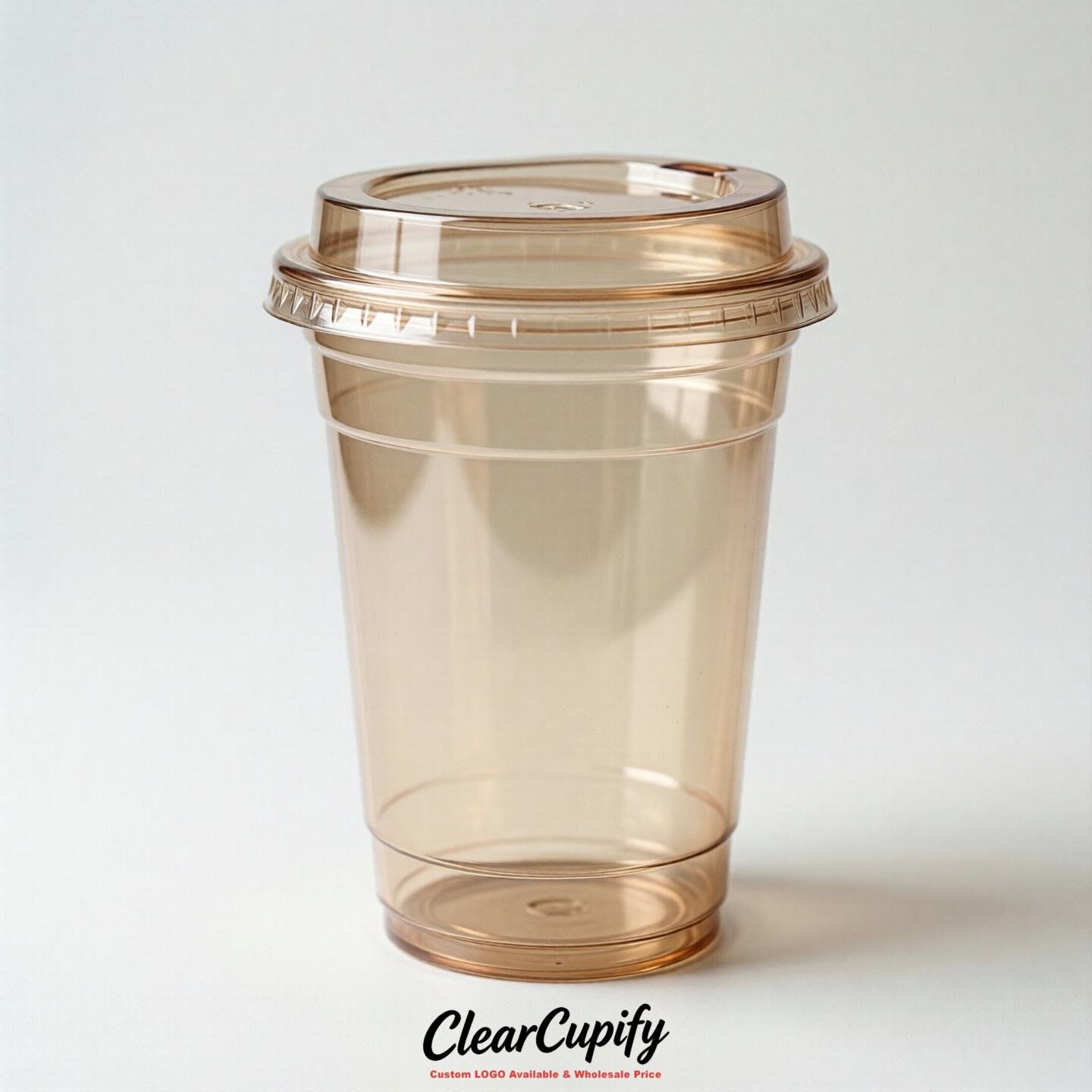Blank Translucent Champagne Clear Plastic Cups with Lids - Choice of PET/PP/PLA