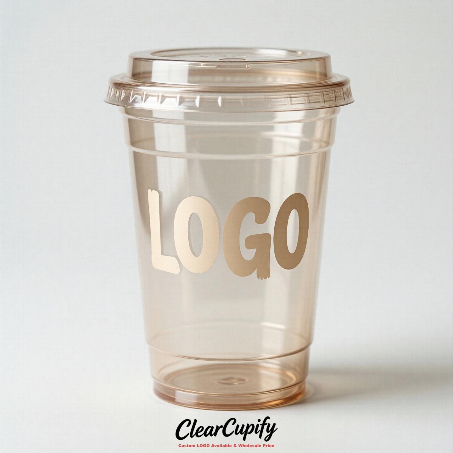 Champagne Clear Plastic Cups with Custom Logo 12oz / 16oz / 20oz / 24oz / 32oz