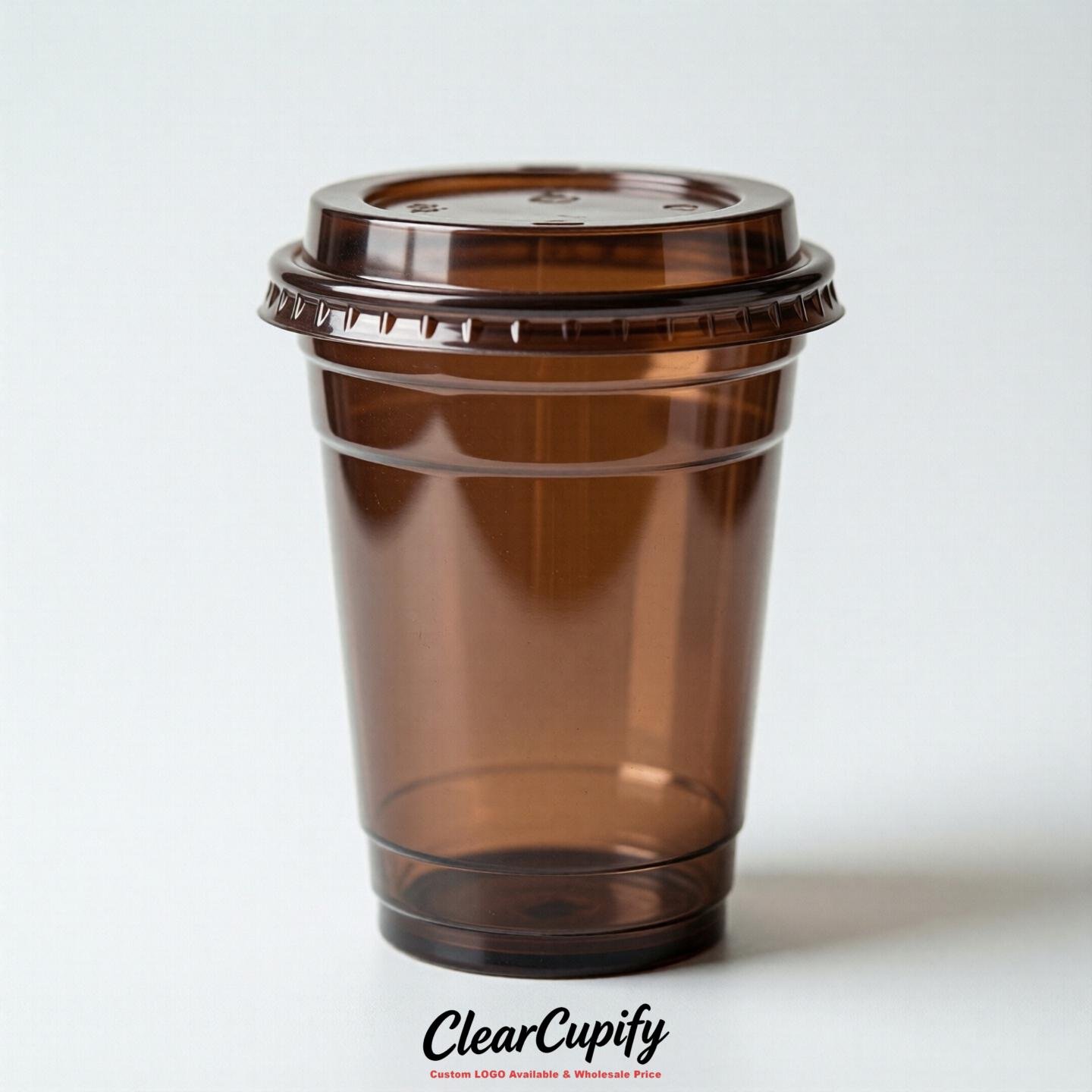 Blank Translucent Chocolate Clear Plastic Cups with Lids - Choice of PET/PP/PLA