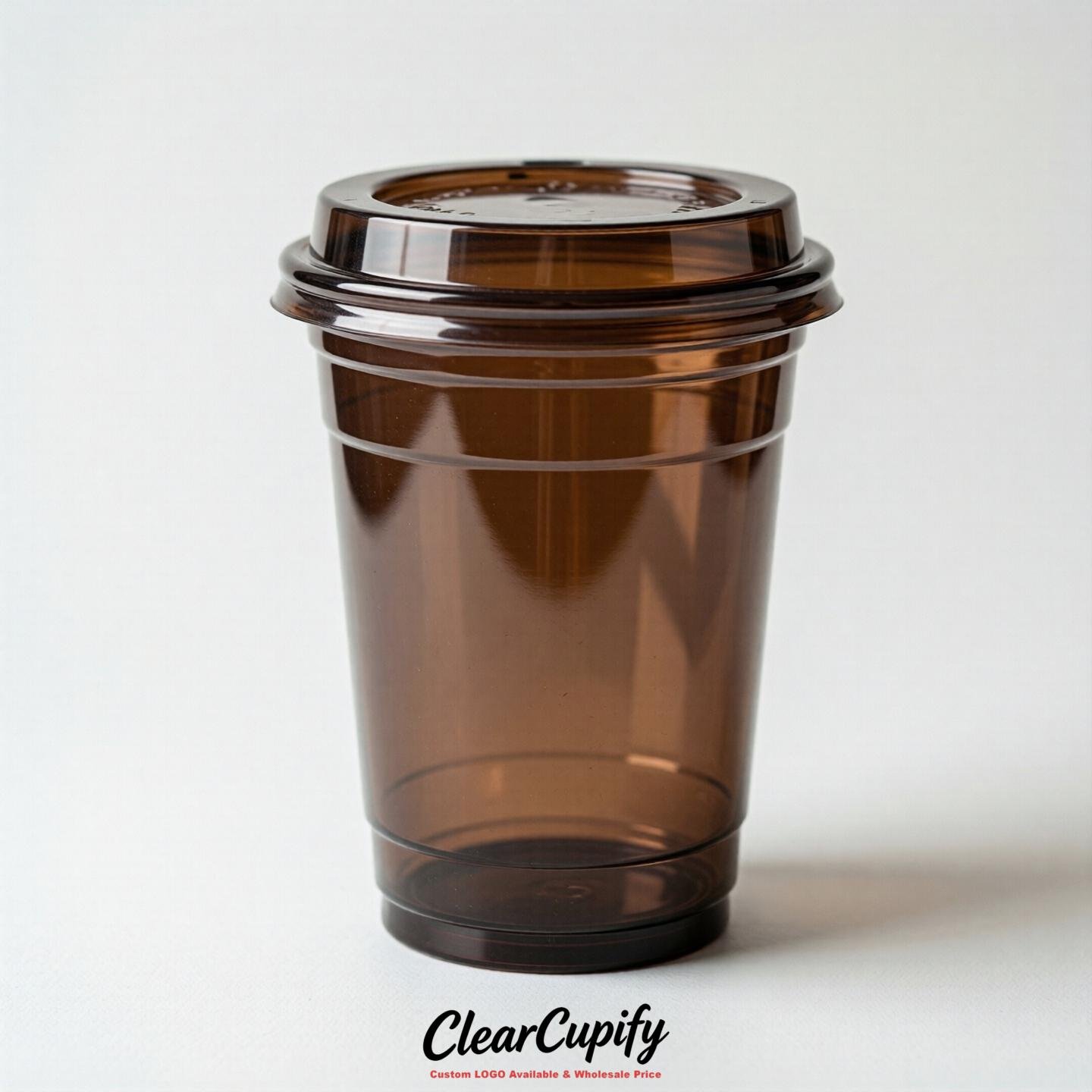 Blank Translucent Chocolate Clear Plastic Cups with Lids - Choice of PET/PP/PLA