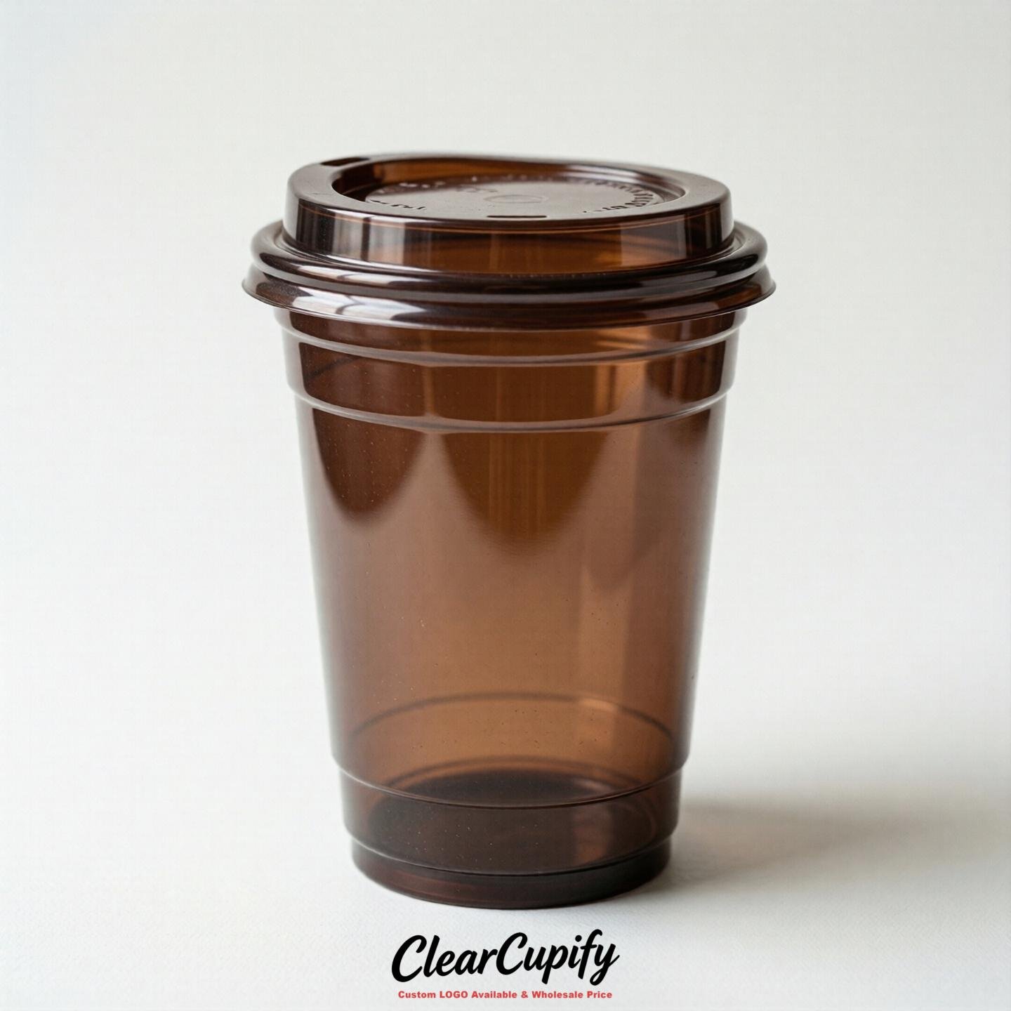 Blank Translucent Chocolate Clear Plastic Cups with Lids - Choice of PET/PP/PLA