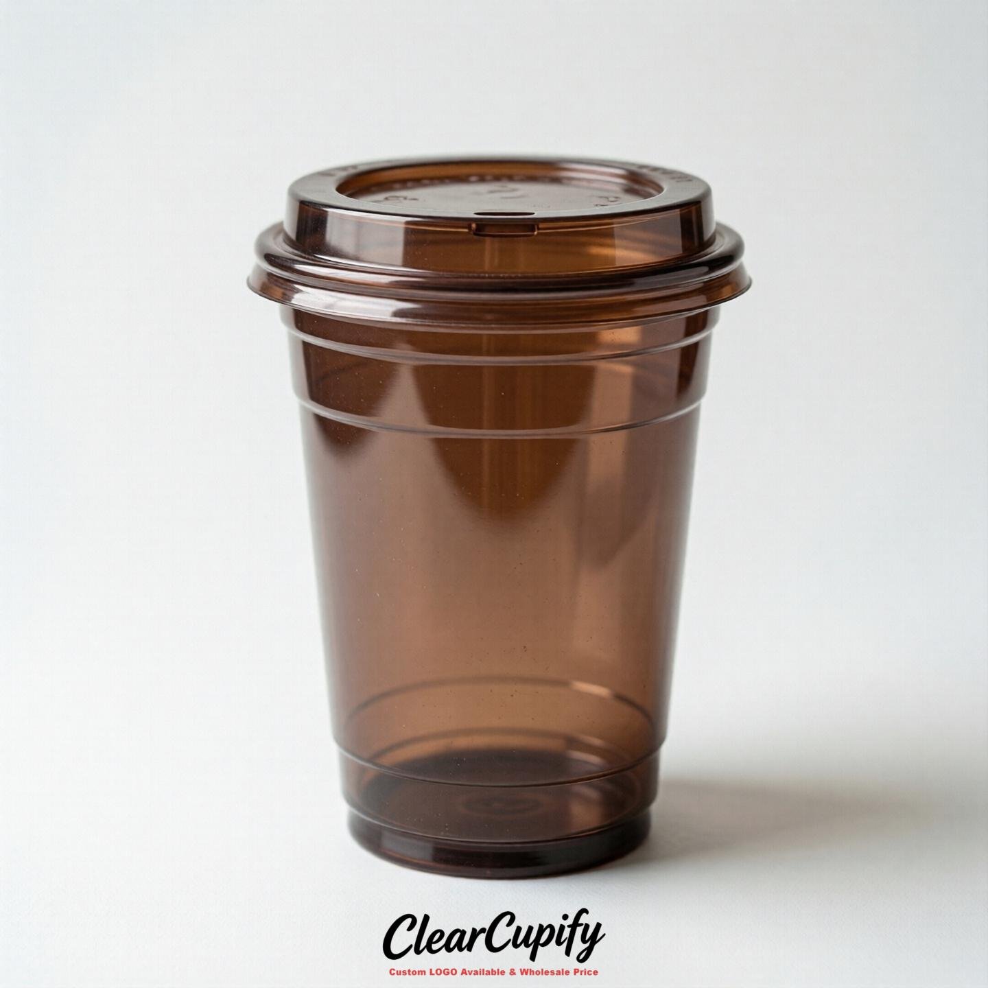 Blank Translucent Chocolate Clear Plastic Cups with Lids - Choice of PET/PP/PLA