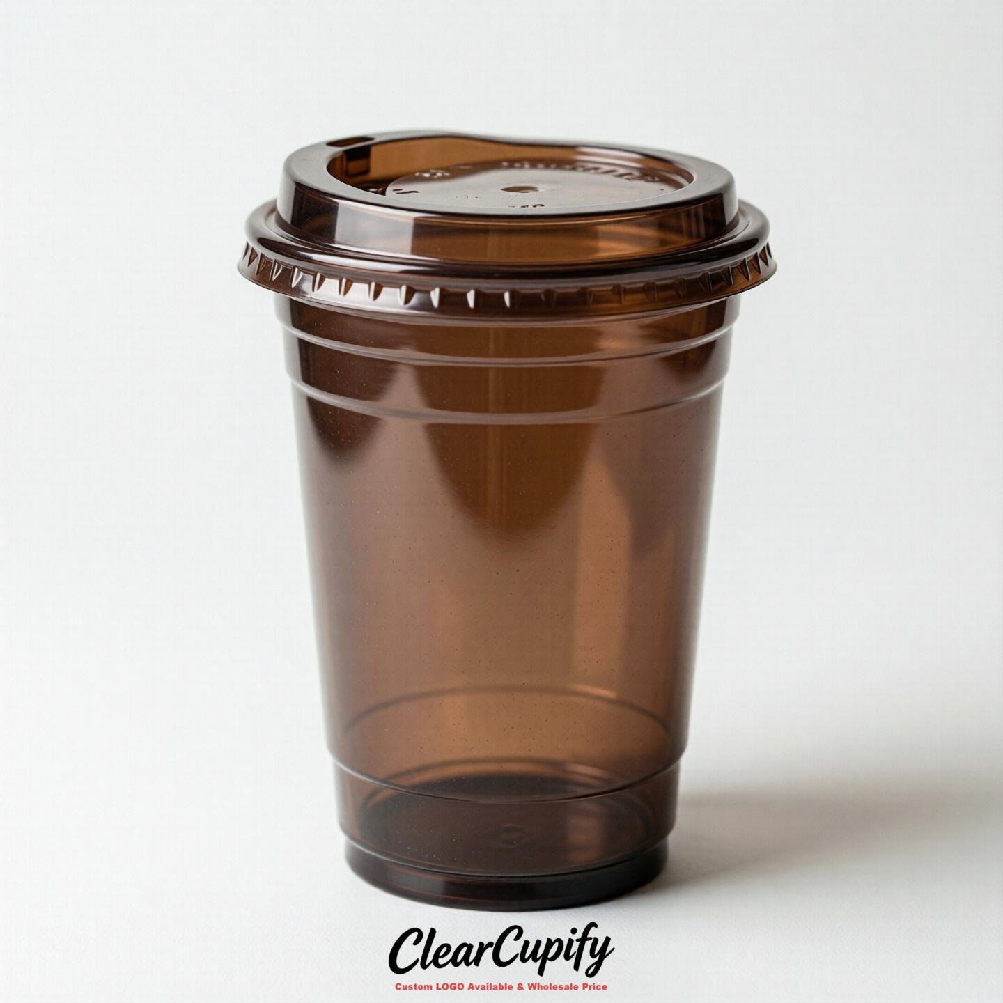 Blank Translucent Chocolate Clear Plastic Cups with Lids - Choice of PET/PP/PLA